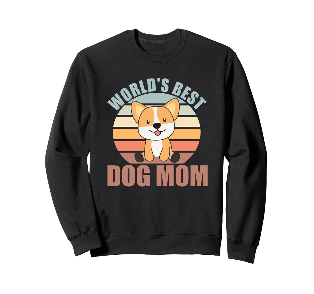 Worlds Best Dog Mom Dog Corgi Sweatshirt - Minimalist Print for Adults - T-Shirt, Sweatshirt, Hoodie