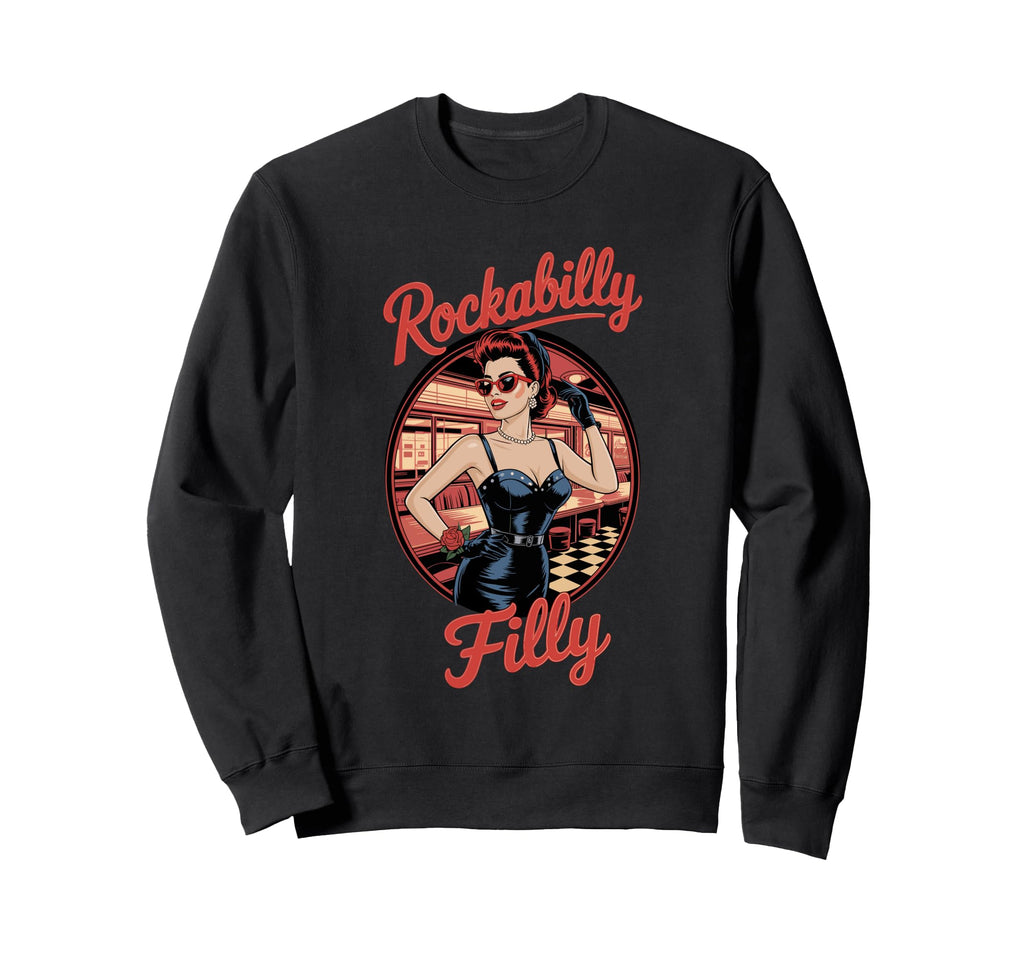 Rockabilly Filly Diner Sweatshirt - Casual Everyday Wear Unisex - T-Shirt, Sweatshirt, Hoodie