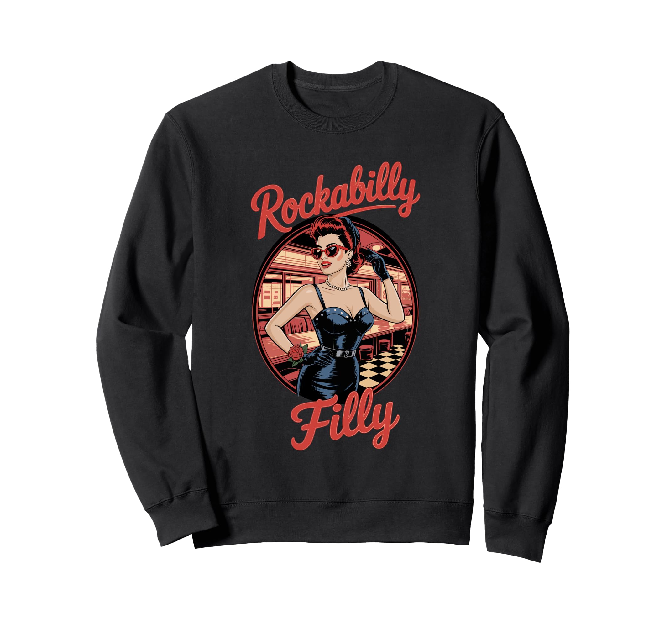 Rockabilly Filly Diner Sweatshirt - Casual Everyday Wear Unisex - T-Shirt, Sweatshirt, Hoodie