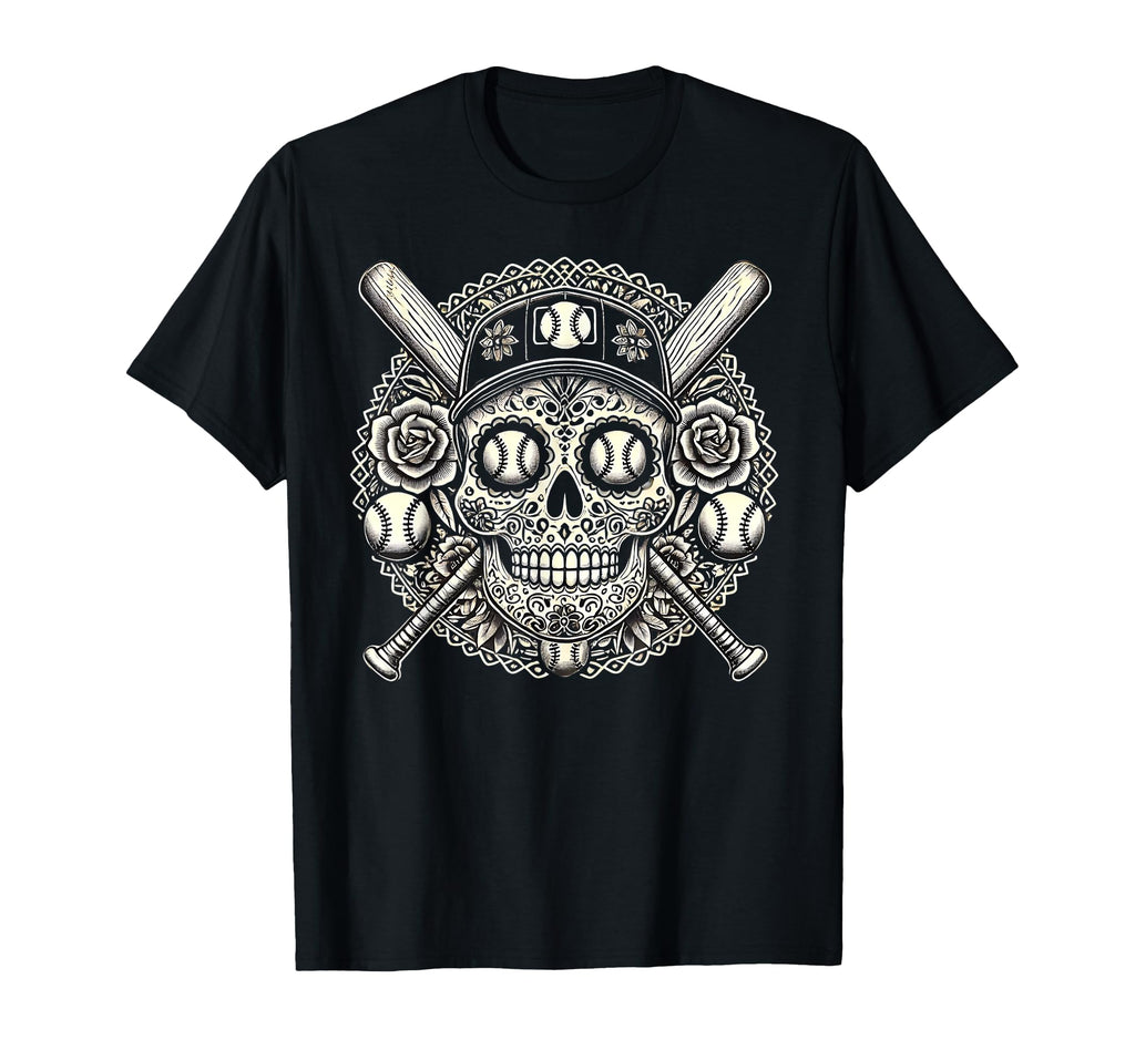 Latino Mexican Sugar Skull Baseball T-Shirt - Minimalist Print for Adults - T-Shirt, Sweatshirt, Hoodie