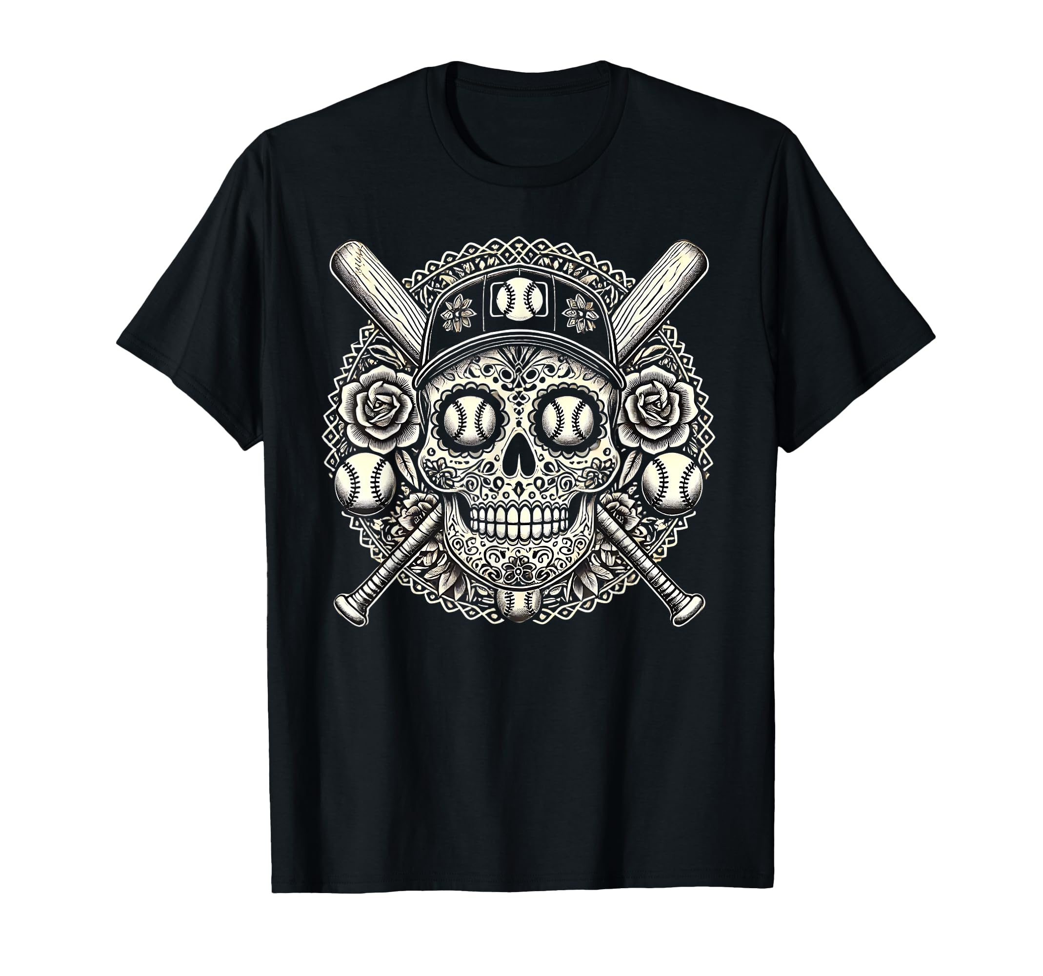 Latino Mexican Sugar Skull Baseball T-Shirt - Minimalist Print for Adults - T-Shirt, Sweatshirt, Hoodie