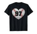 Baseball Number 97 Distressed Heart T-Shirt - Novelty Apparel Unisex - T-Shirt, Sweatshirt, Hoodie