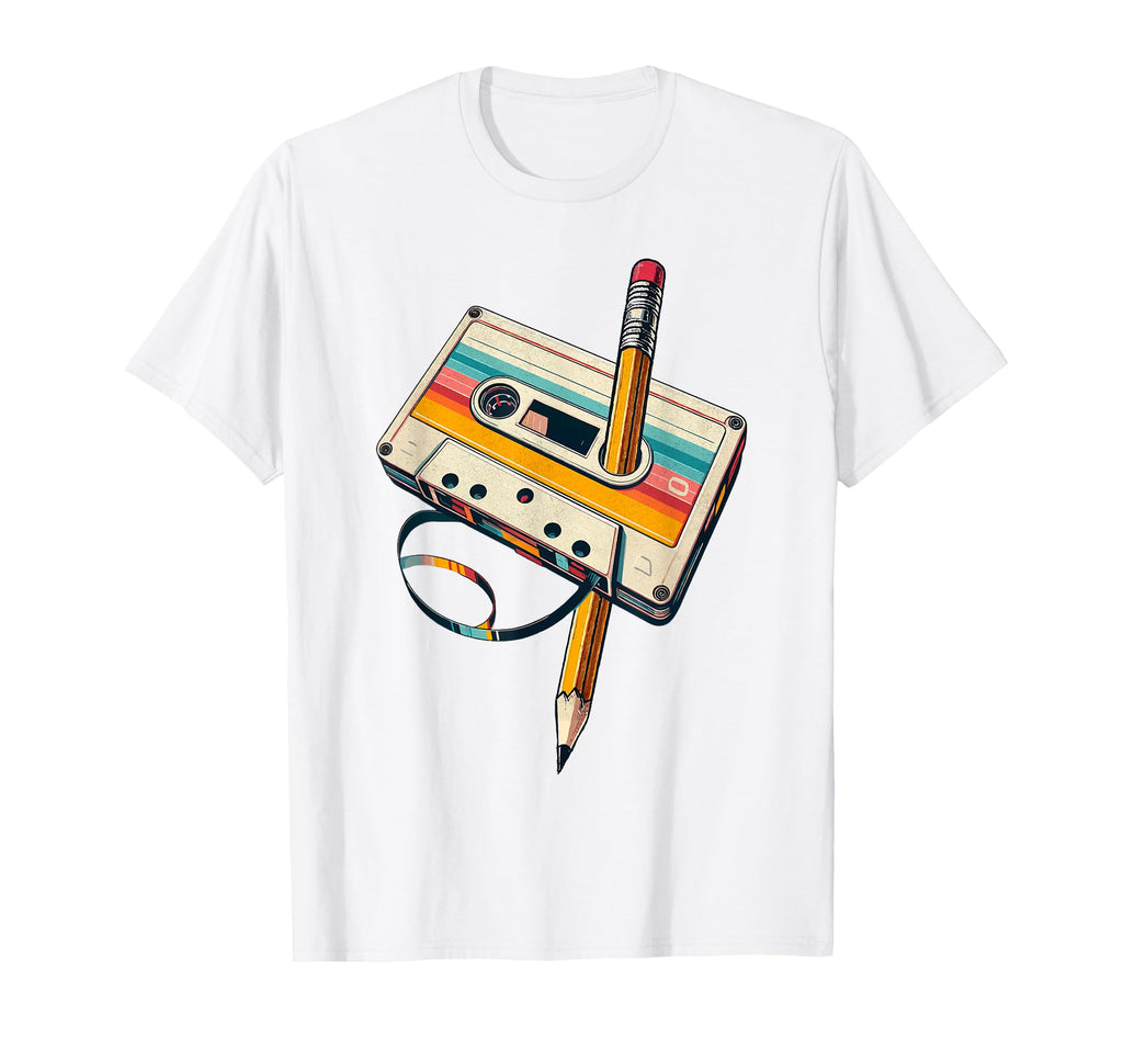 Pencil Rewind Cassette Tape Nostalgia T-Shirt - Novelty Apparel Men Women - T-Shirt, Sweatshirt, Hoodie