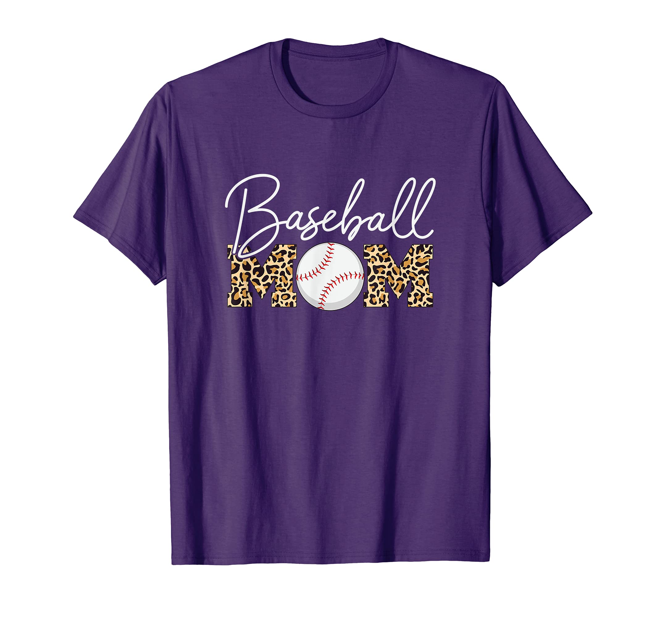 Baseball Mom Leopard Purple T-Shirt - Minimalist Print for Adults - T-Shirt, Sweatshirt, Hoodie