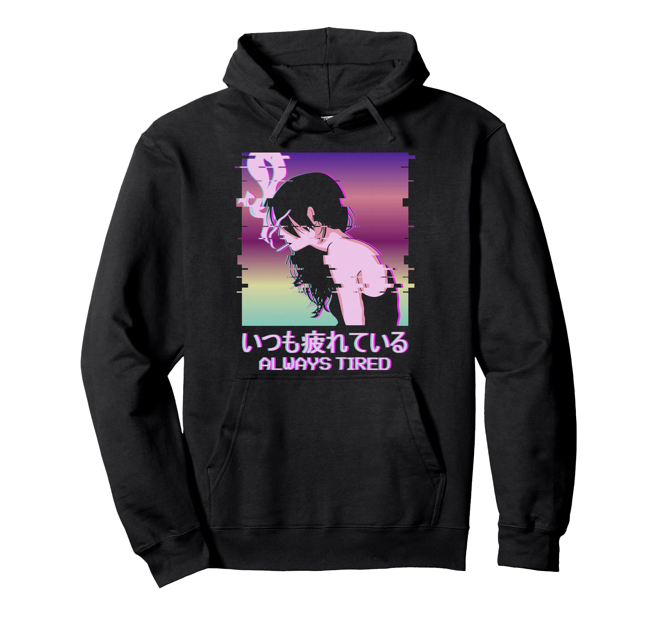 Always Tired Japan Vaporwave Old Indie Hoodie - Novelty Apparel for Adults - T-Shirt, Sweatshirt, Hoodie