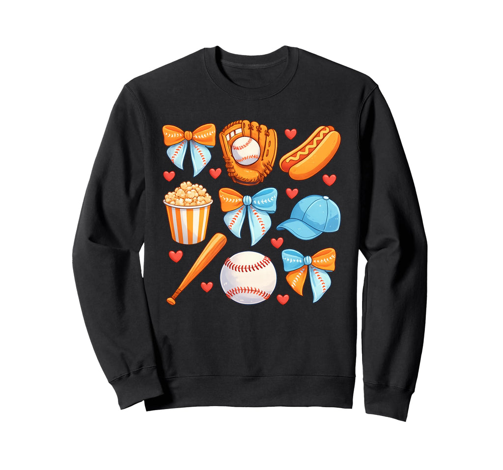 Baseball Coquette Bow Baseball Cheer Sweatshirt - Trendy Graphic Unisex - T-Shirt, Sweatshirt, Hoodie