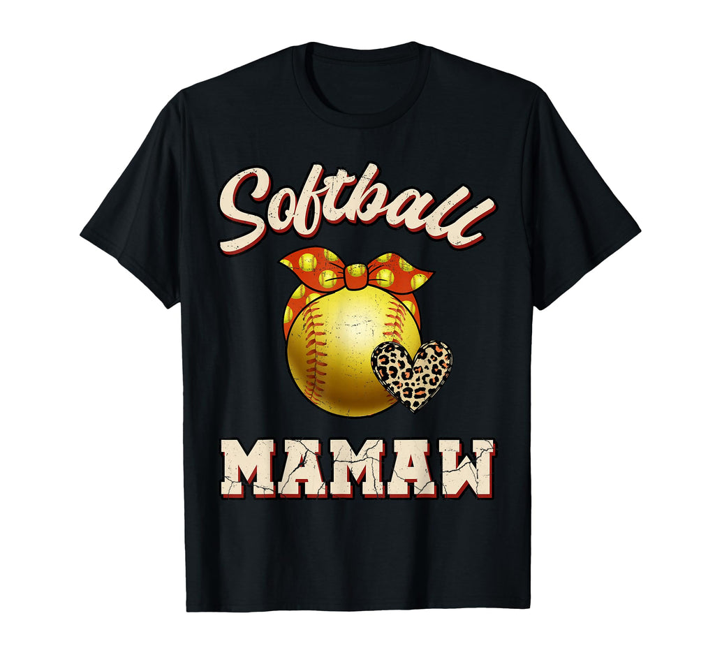 Softball Mamaw Leopard Heart Fans T-Shirt - Unique Graphic Men Women - T-Shirt, Sweatshirt, Hoodie