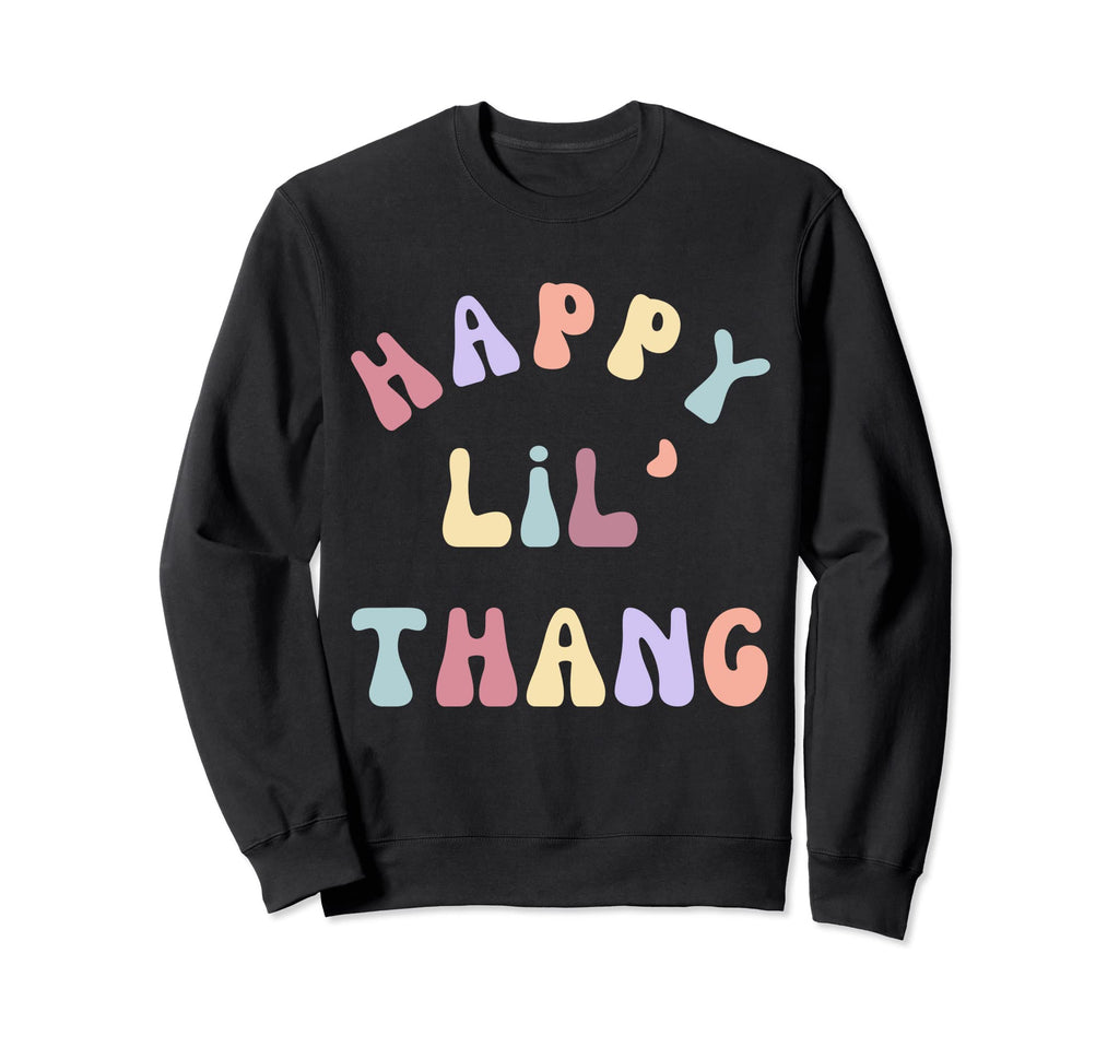 Happy Lil Thang 70S Aesthetic Sweatshirt - Minimalist Print for Adults - T-Shirt, Sweatshirt, Hoodie
