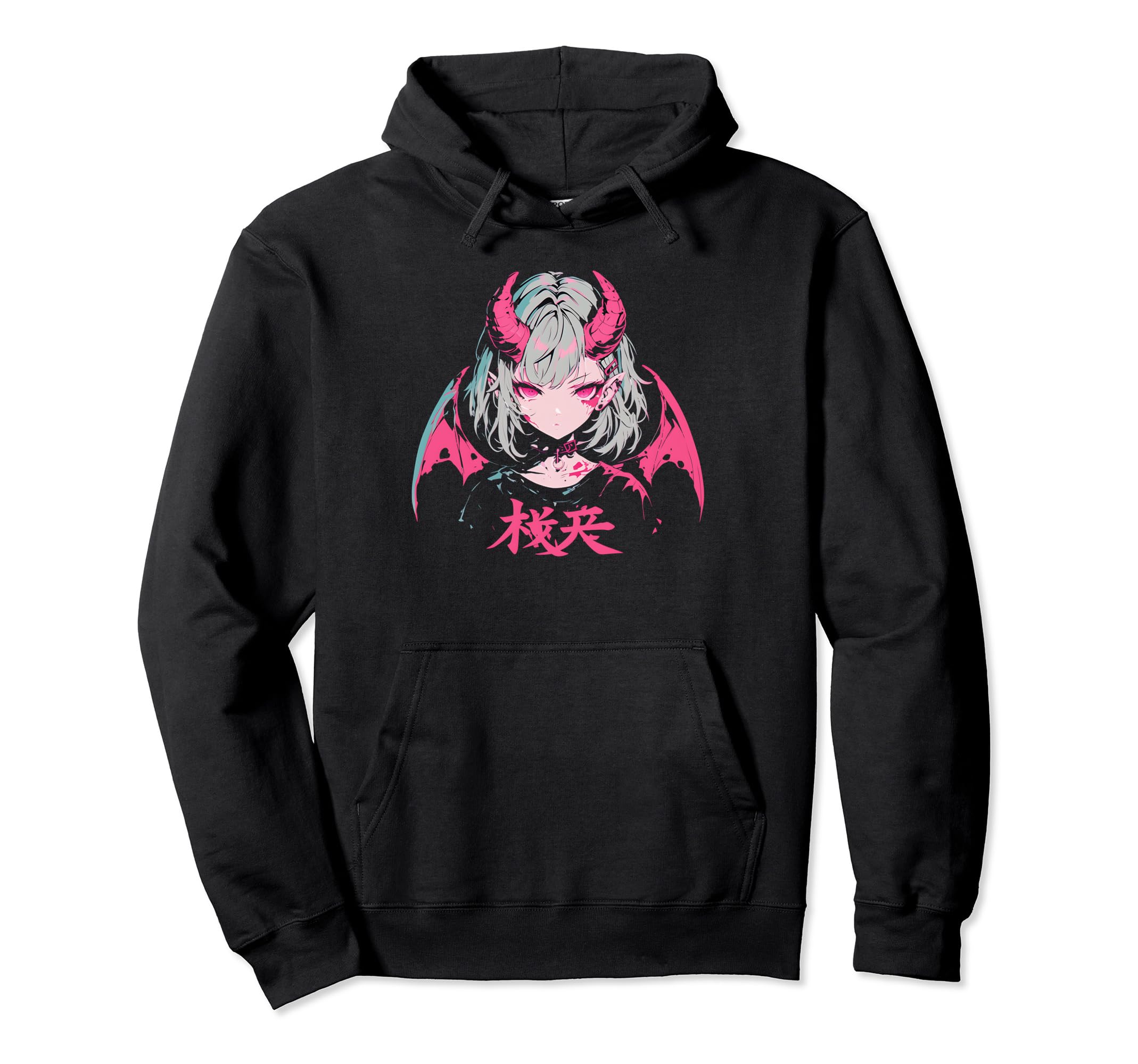 Goth Grunge Demon Anime Waifu Horror Alt Hoodie - Aesthetic Graphic Unisex - T-Shirt, Sweatshirt, Hoodie