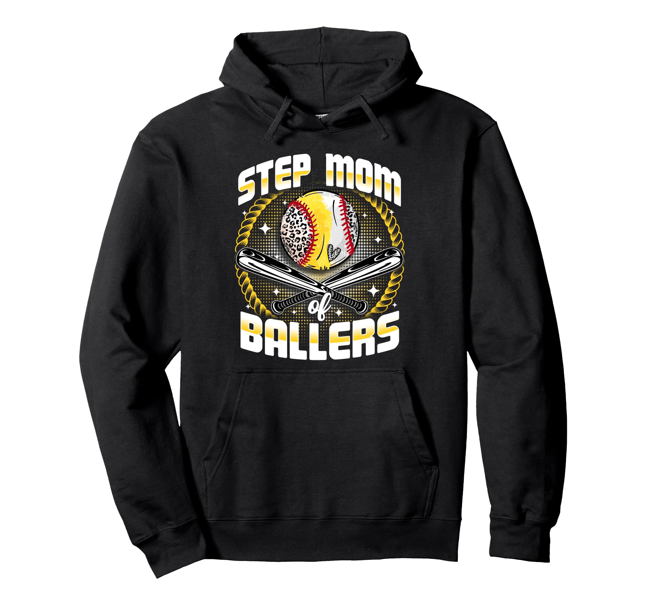 Baseball Softball Step Mom Ballers Hoodie - Trendy Graphic for Adults - T-Shirt, Sweatshirt, Hoodie