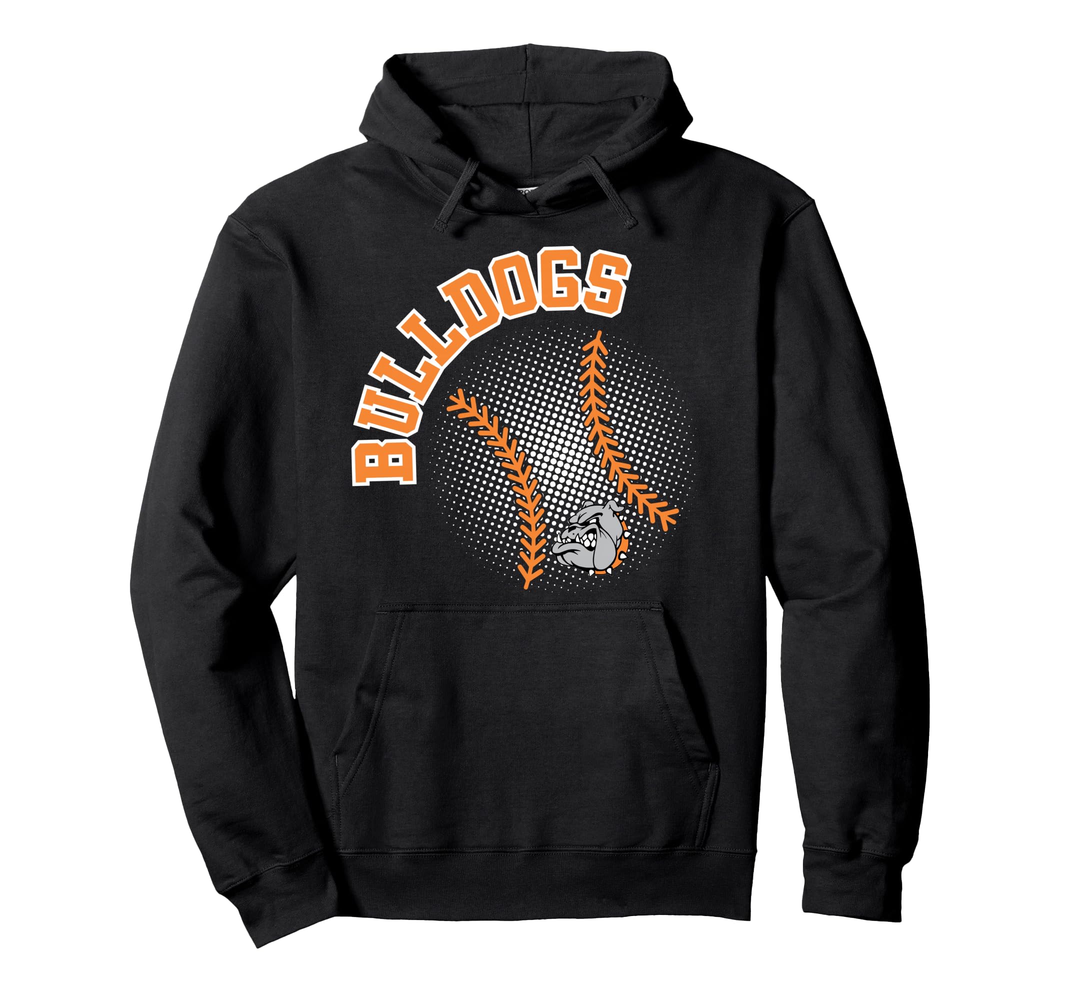 Bulldogs Baseball Orange Bulldogs School Hoodie - Graphic Print for Adults - T-Shirt, Sweatshirt, Hoodie
