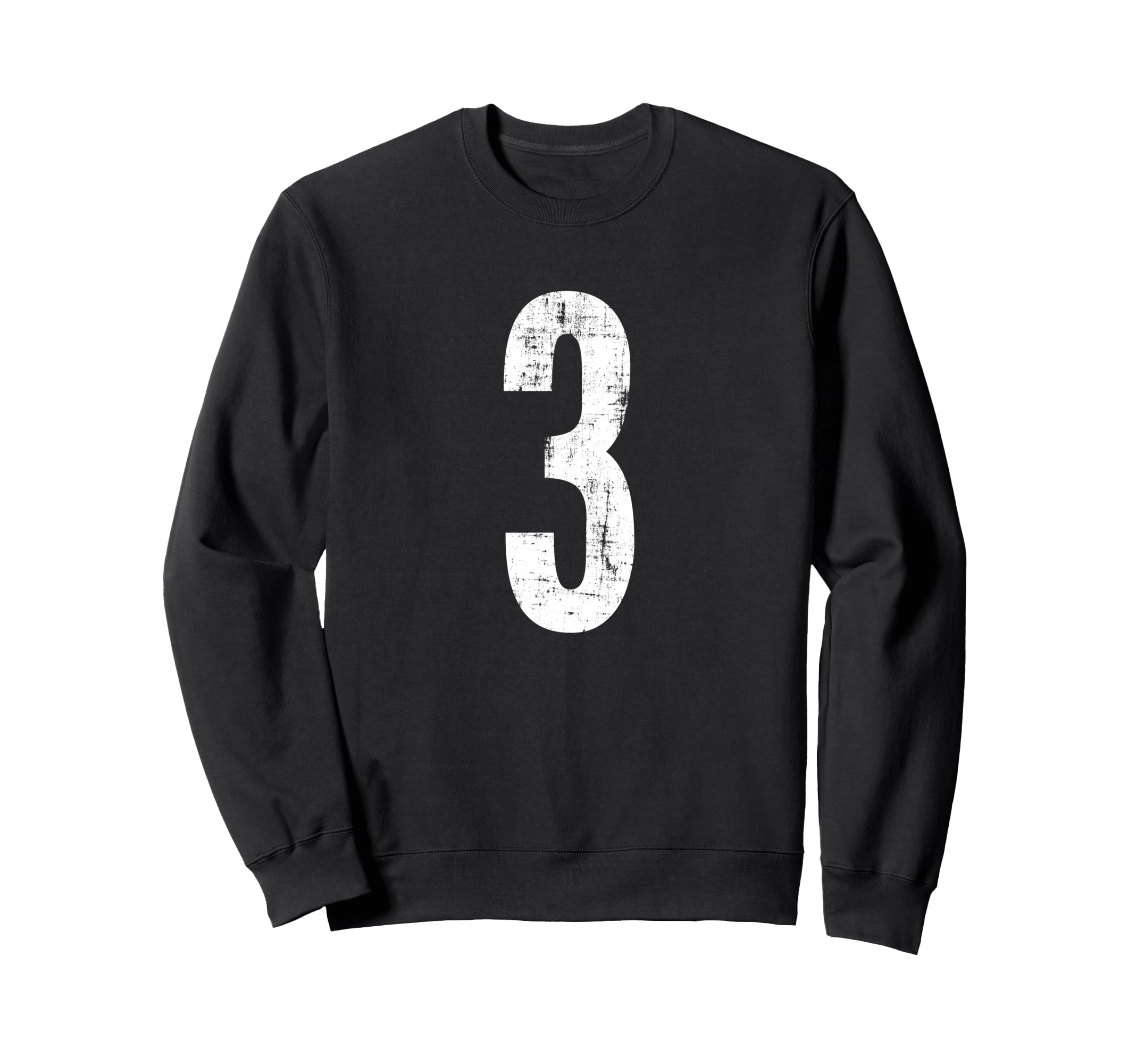 Number 3 Three Distressed Sport Team Sweatshirt - Unique Graphic Men Women - T-Shirt, Sweatshirt, Hoodie