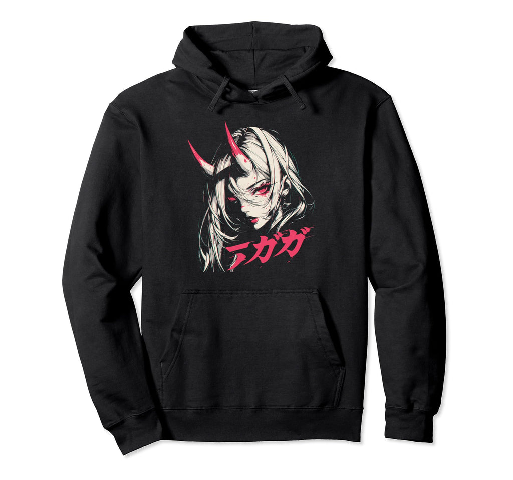 Goth Grunge Demon Anime Waifu Horror Hoodie - Custom Art Print Men Women - T-Shirt, Sweatshirt, Hoodie