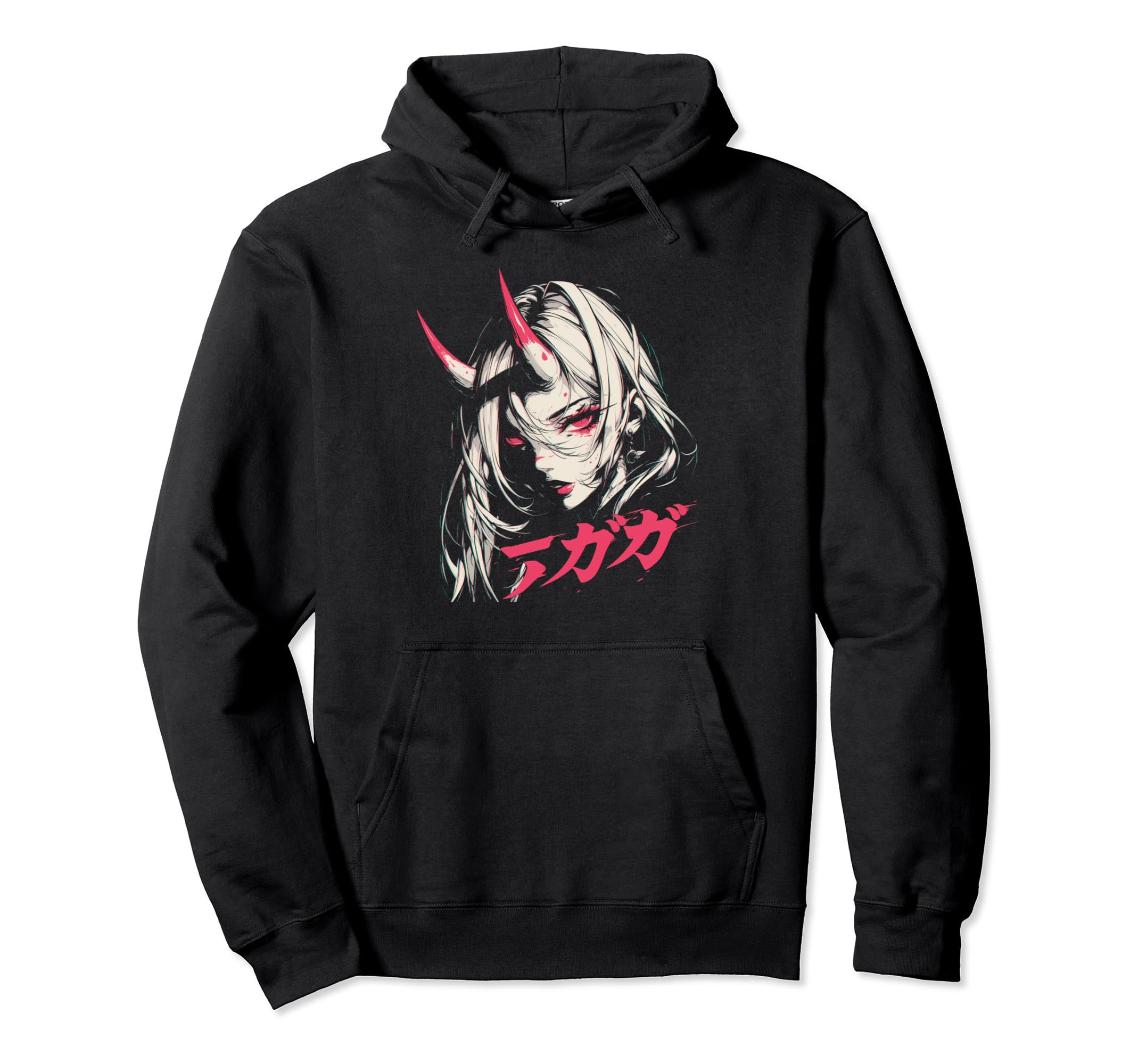 Goth Grunge Demon Anime Waifu Horror Hoodie - Custom Art Print Men Women - T-Shirt, Sweatshirt, Hoodie