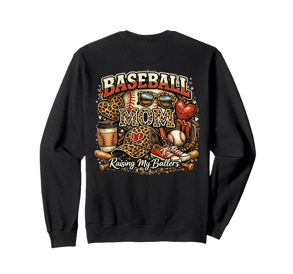 Back Baseball Mom Raising My Sweatshirt - Fun Novelty Design Unisex - T-Shirt, Sweatshirt, Hoodie