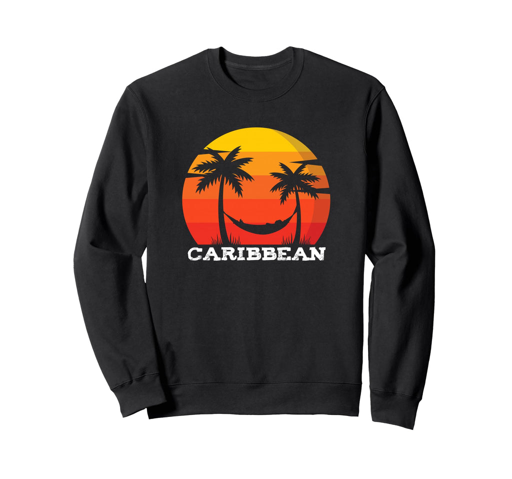 Caribbean Sunset Palm Tree Vacation Sweatshirt - Trendy Graphic for Adults - T-Shirt, Sweatshirt, Hoodie