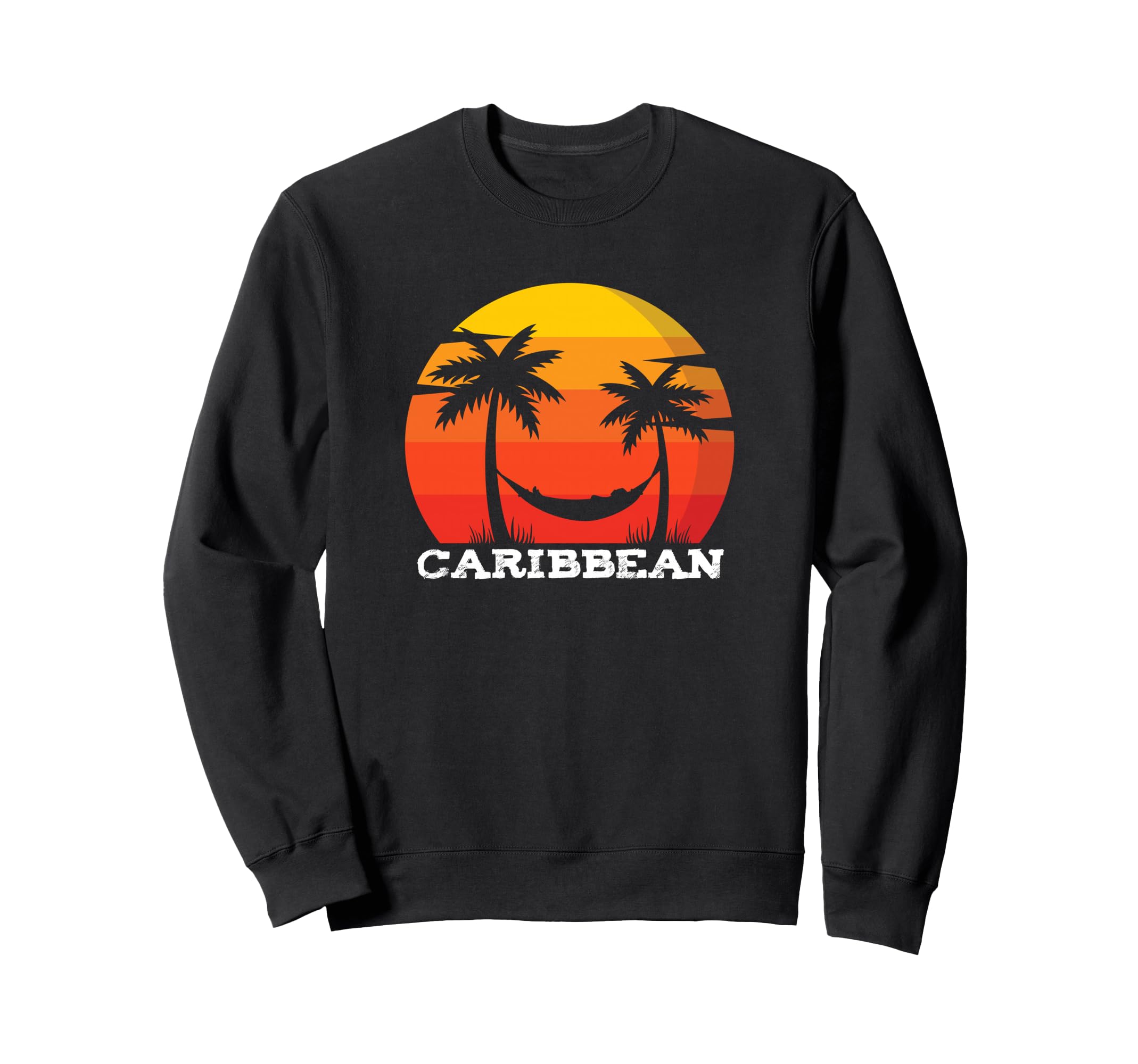 Caribbean Sunset Palm Tree Vacation Sweatshirt - Trendy Graphic for Adults - T-Shirt, Sweatshirt, Hoodie