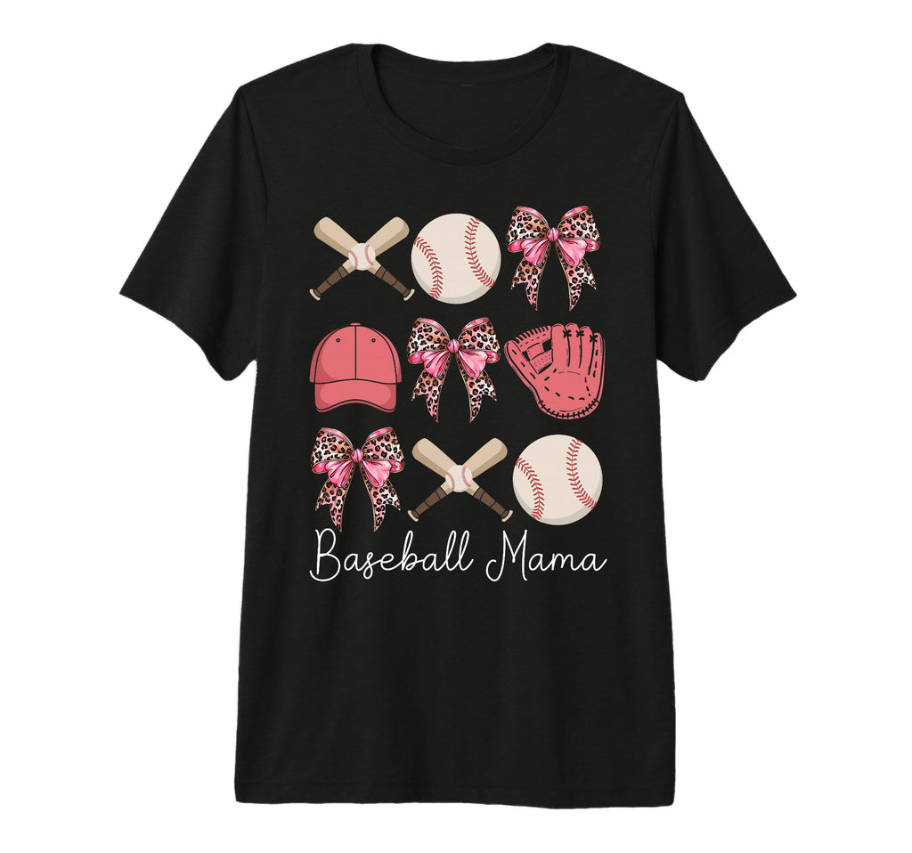 Baseball Mama Coquette Bow Baseball T-Shirt - Novelty Apparel Men Women - T-Shirt, Sweatshirt, Hoodie