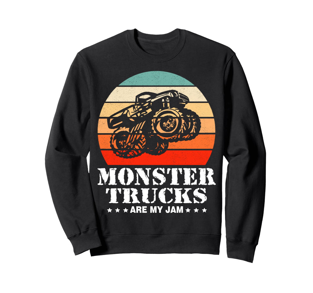 Monster Truck Are My Jam Sunset Sweatshirt - Novelty Apparel for Adults - T-Shirt, Sweatshirt, Hoodie