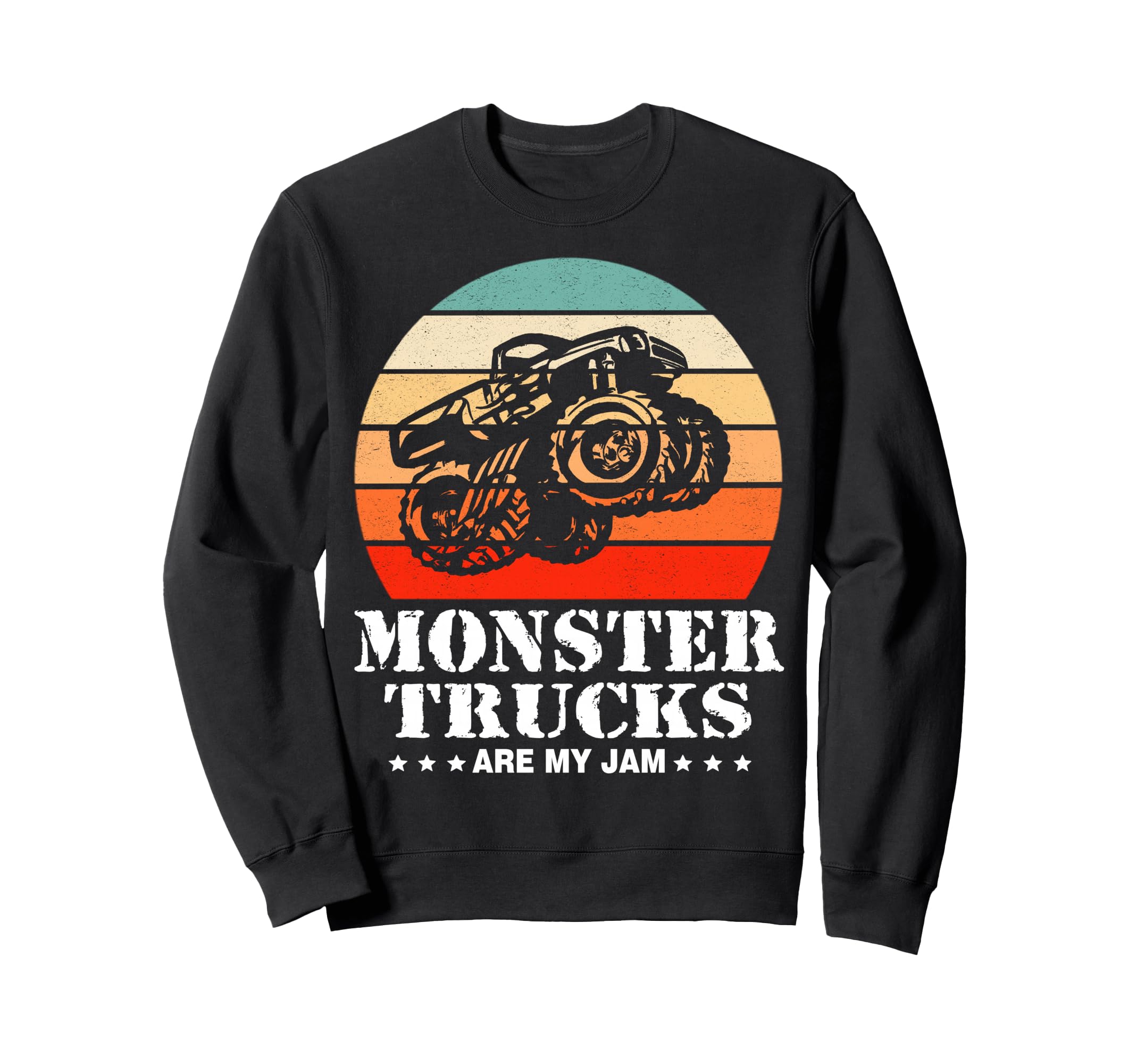 Monster Truck Are My Jam Sunset Sweatshirt - Novelty Apparel for Adults - T-Shirt, Sweatshirt, Hoodie