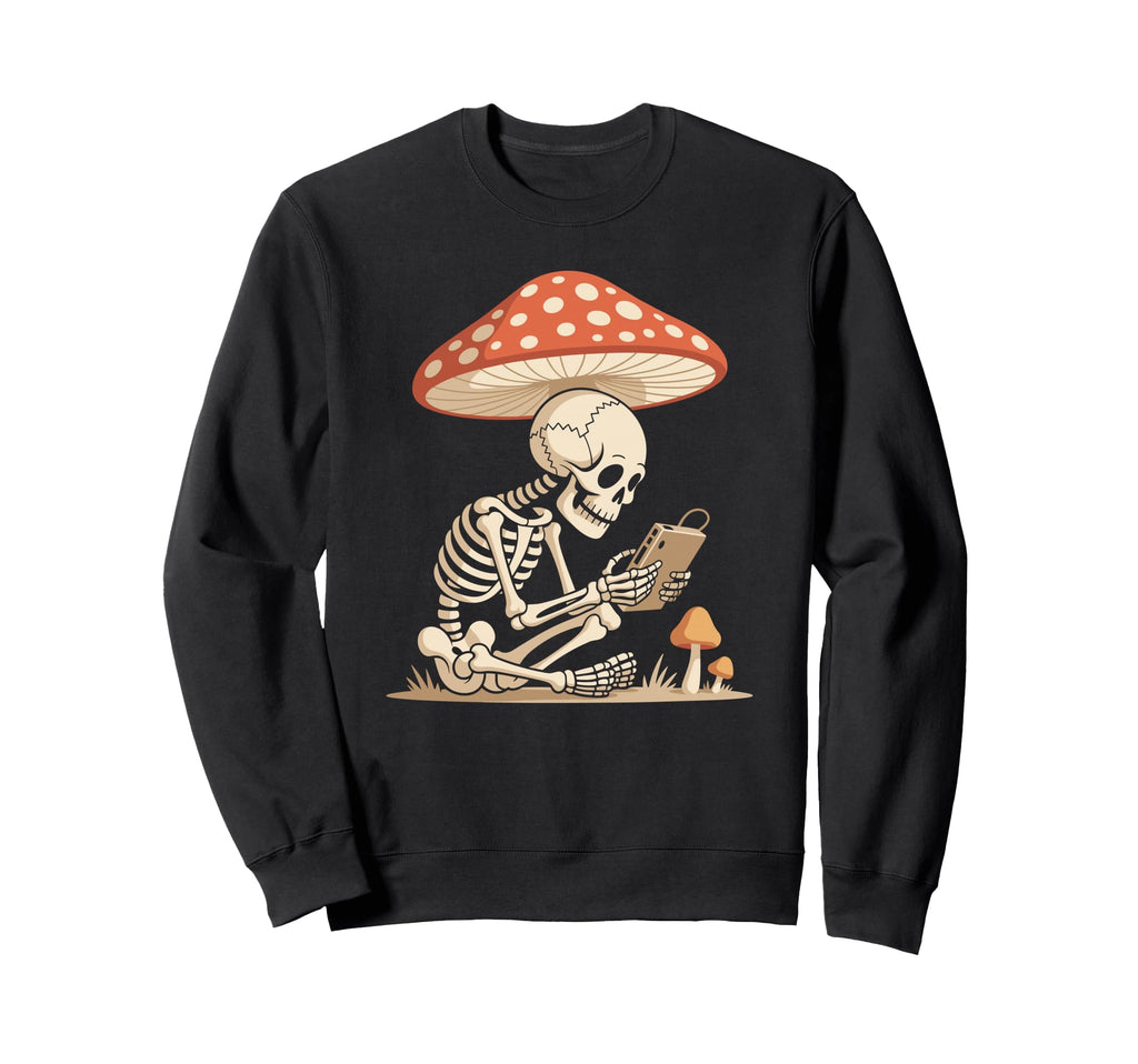 Arcade Gamer Skeleton Sitting Under Sweatshirt - Custom Art Print Unisex - T-Shirt, Sweatshirt, Hoodie