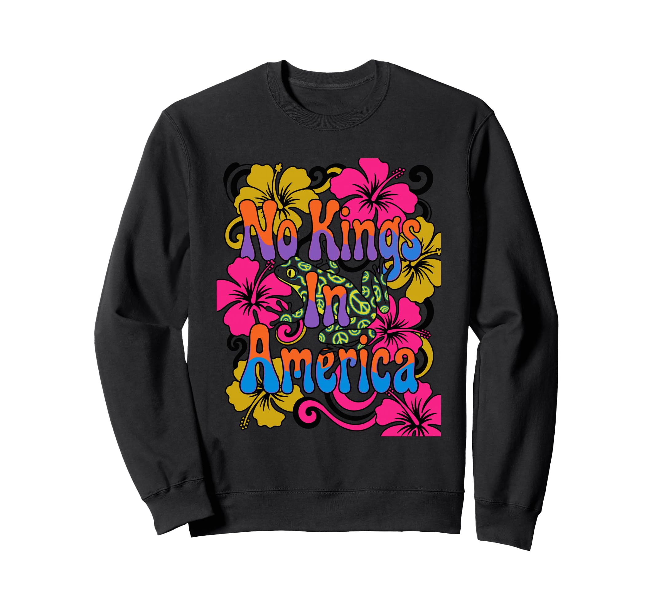 No Kings America Psychedelic Frog Sweatshirt - Custom Art Print Men Women - T-Shirt, Sweatshirt, Hoodie