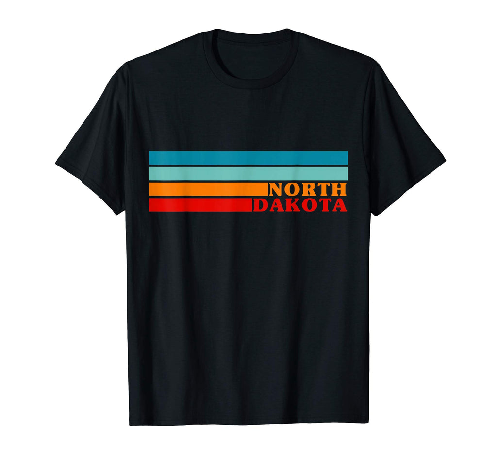 State North Dakota Colorful 70S Stripes T-Shirt - Custom Art Print Unisex - T-Shirt, Sweatshirt, Hoodie