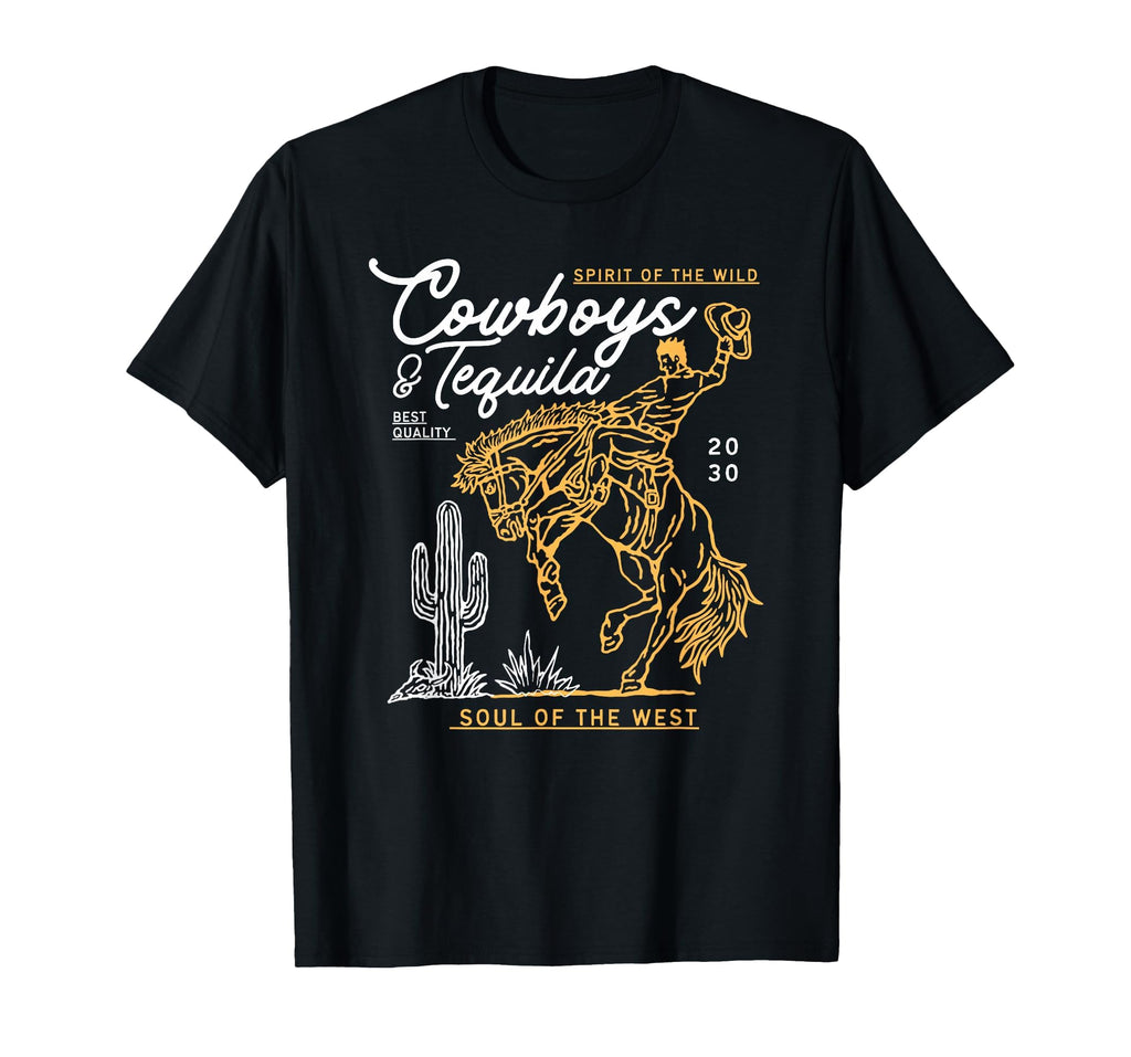 Cowboys And Tequila Country Rodeo Horse T-Shirt - Graphic Print Men Women - T-Shirt, Sweatshirt, Hoodie
