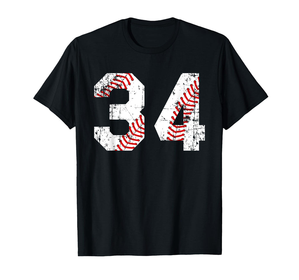 Baseball 34 Jersey Number T-Shirt - Fun Novelty Design Unisex - T-Shirt, Sweatshirt, Hoodie