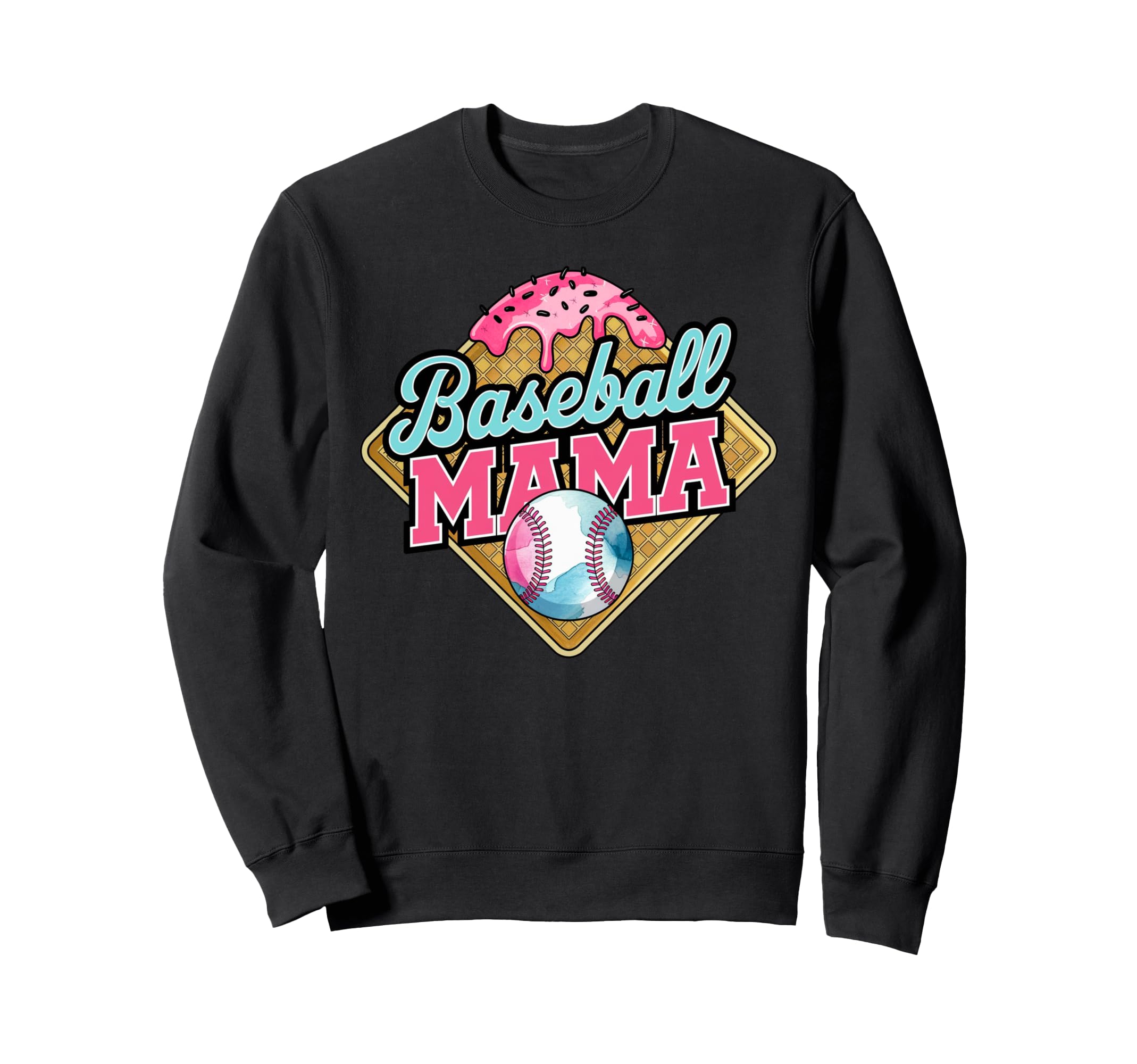 Baseball Mama Home Plate Ice Cream Sweatshirt - Unique Graphic for Adults - T-Shirt, Sweatshirt, Hoodie