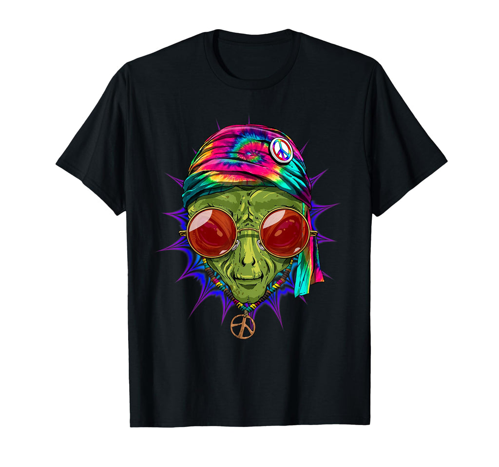Tie Dye Hippie Alien Hippiness Peace T-Shirt - Minimalist Print Men Women - T-Shirt, Sweatshirt, Hoodie