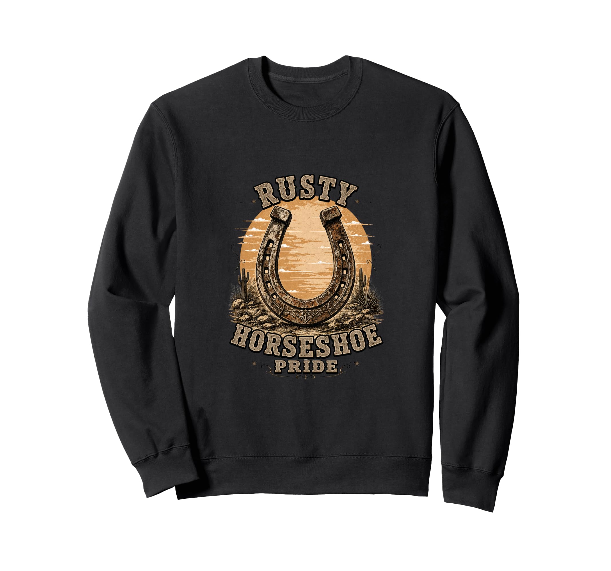 Rusty Horseshoe Pride Western Cowboy Sweatshirt - Trendy Graphic Unisex - T-Shirt, Sweatshirt, Hoodie