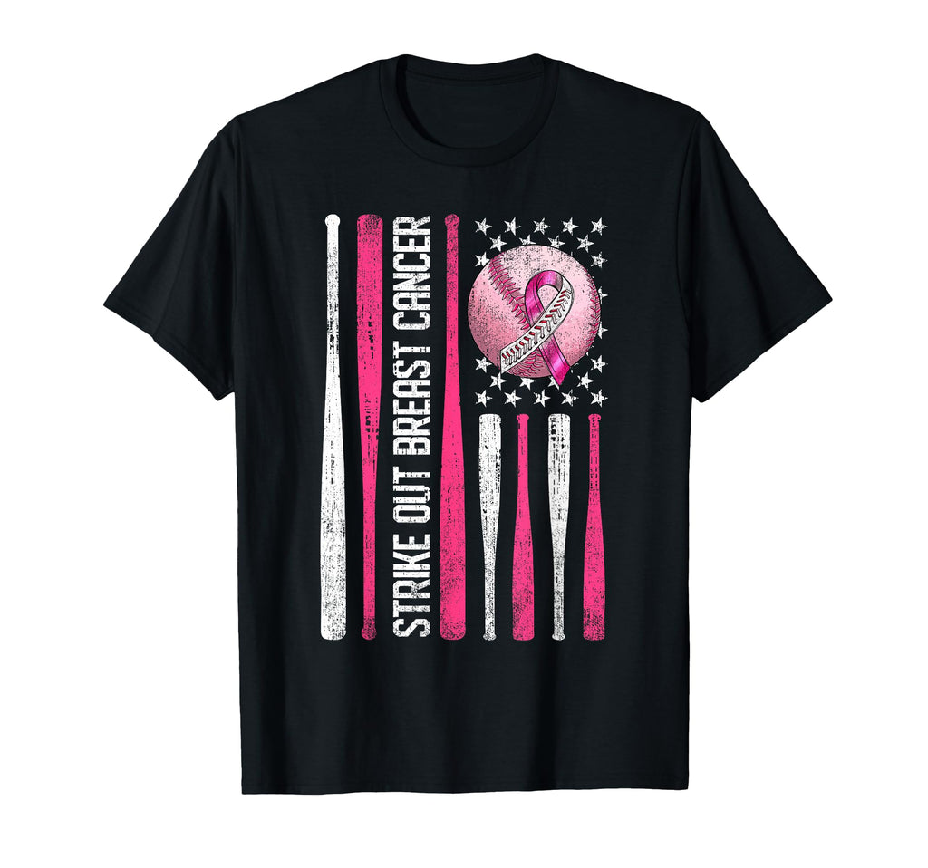 Strike Out Breast Cancer Baseball T-Shirt - Minimalist Print Men Women - T-Shirt, Sweatshirt, Hoodie