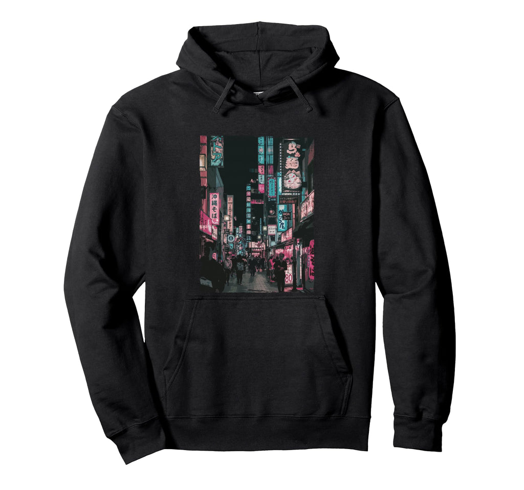 Japanese Vaporwave Japan Street Scene Hoodie - Graphic Print for Adults - T-Shirt, Sweatshirt, Hoodie