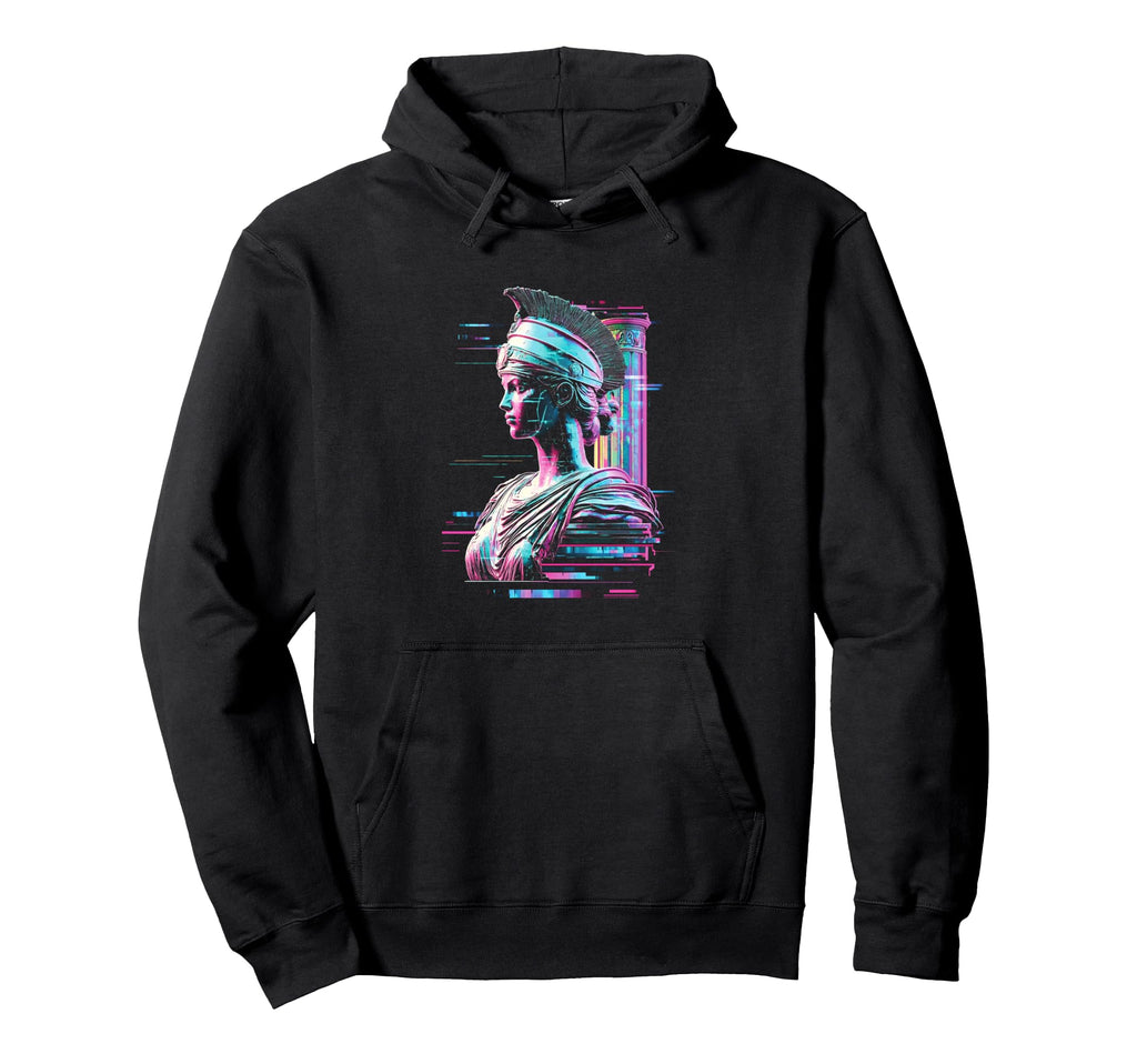 Athena Glitch Vaporwave Streetwear Hoodie - Novelty Apparel for Adults - T-Shirt, Sweatshirt, Hoodie