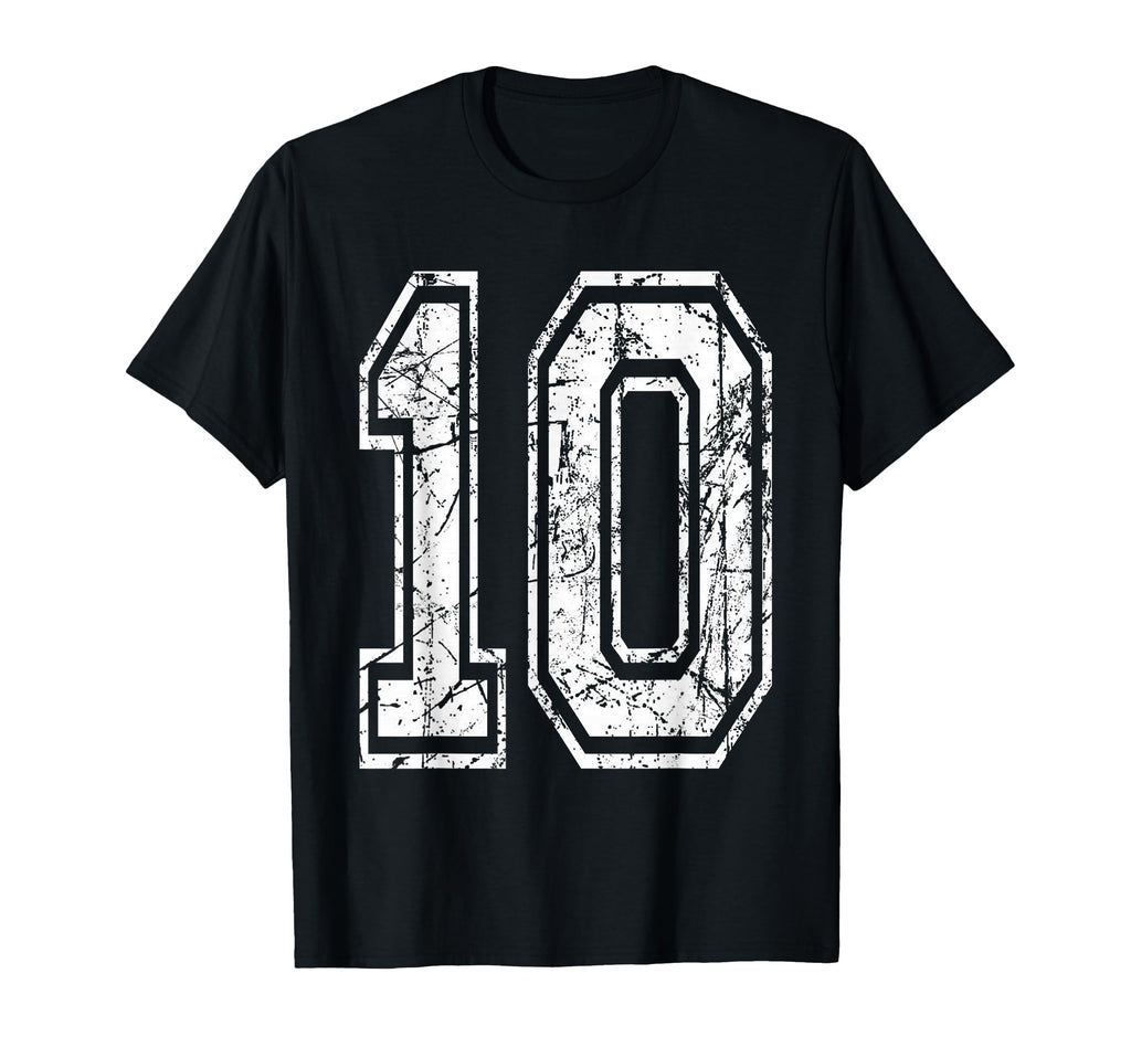 Sports Jersey Grunge Number 10 Team T-Shirt - Minimalist Print for Adults - T-Shirt, Sweatshirt, Hoodie