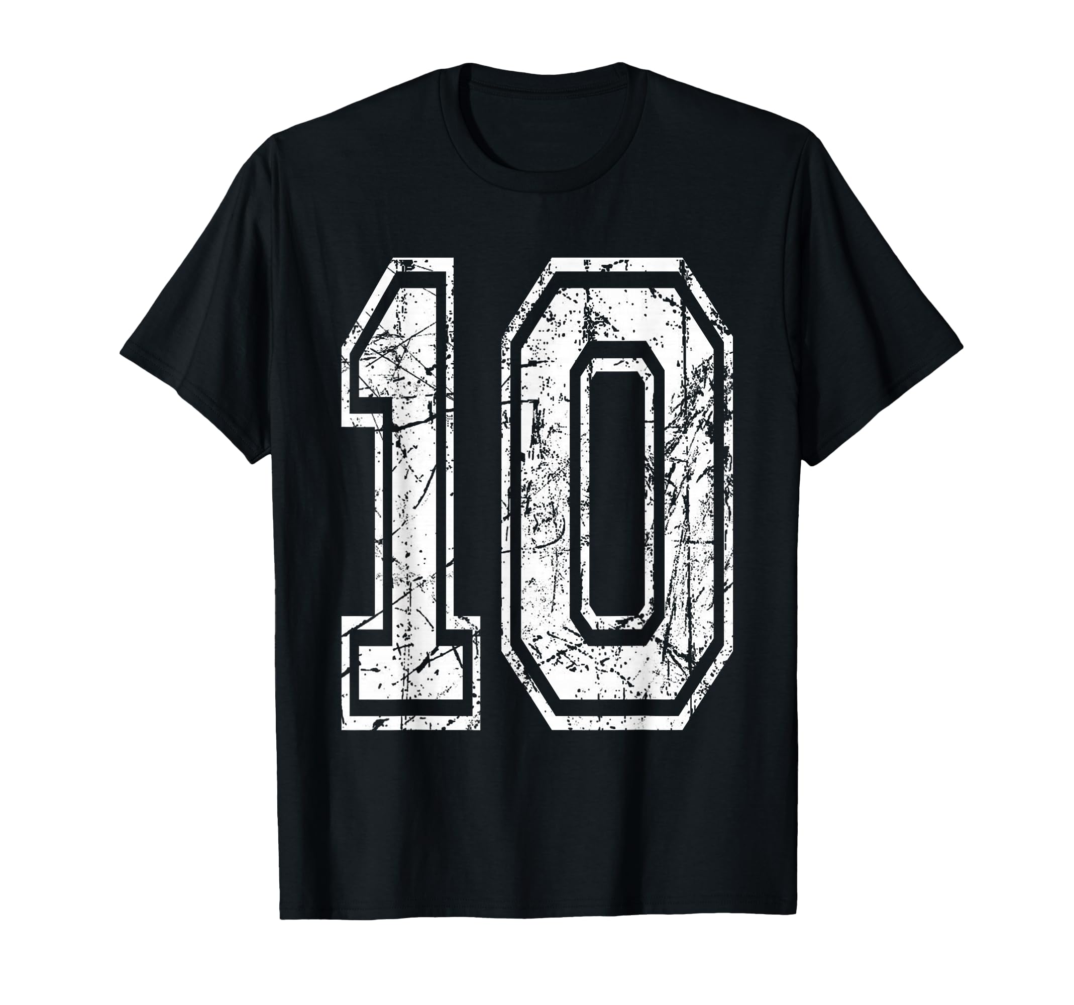 Sports Jersey Grunge Number 10 Team T-Shirt - Minimalist Print for Adults - T-Shirt, Sweatshirt, Hoodie