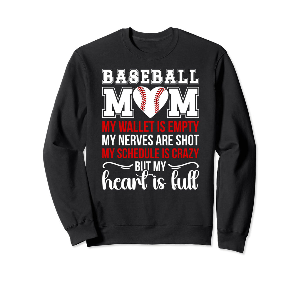 Baseball Mom My Heart Is Full Mom Sweatshirt - Minimalist Print for Adults - T-Shirt, Sweatshirt, Hoodie
