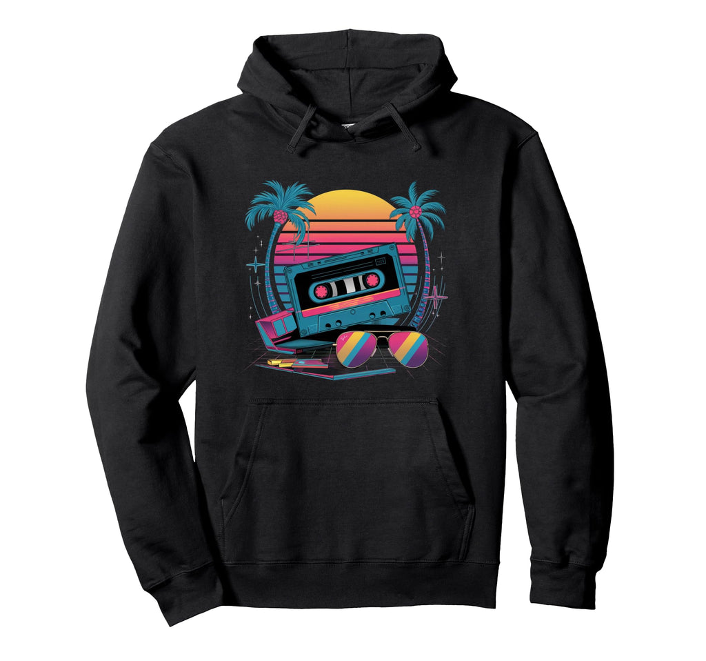 Wave Aesthetic Synth Vibes Cassette Hoodie - Custom Art Print for Adults - T-Shirt, Sweatshirt, Hoodie