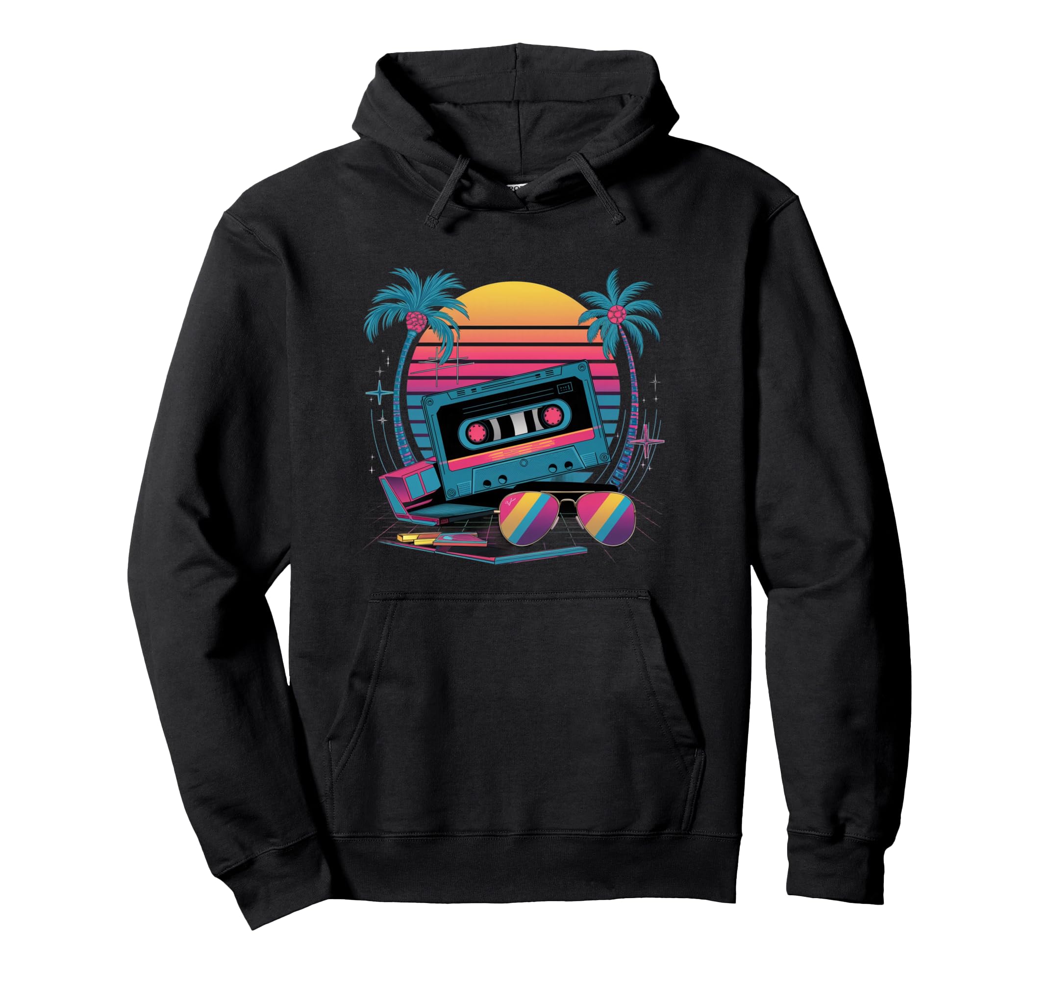 Wave Aesthetic Synth Vibes Cassette Hoodie - Custom Art Print for Adults - T-Shirt, Sweatshirt, Hoodie