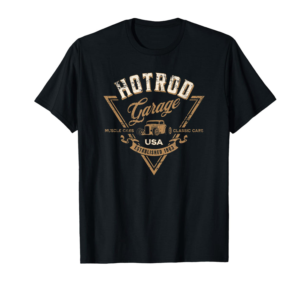 Hotrod Garage Usa Car Hotrod Distressed T-Shirt - Trendy Graphic for Adults - T-Shirt, Sweatshirt, Hoodie