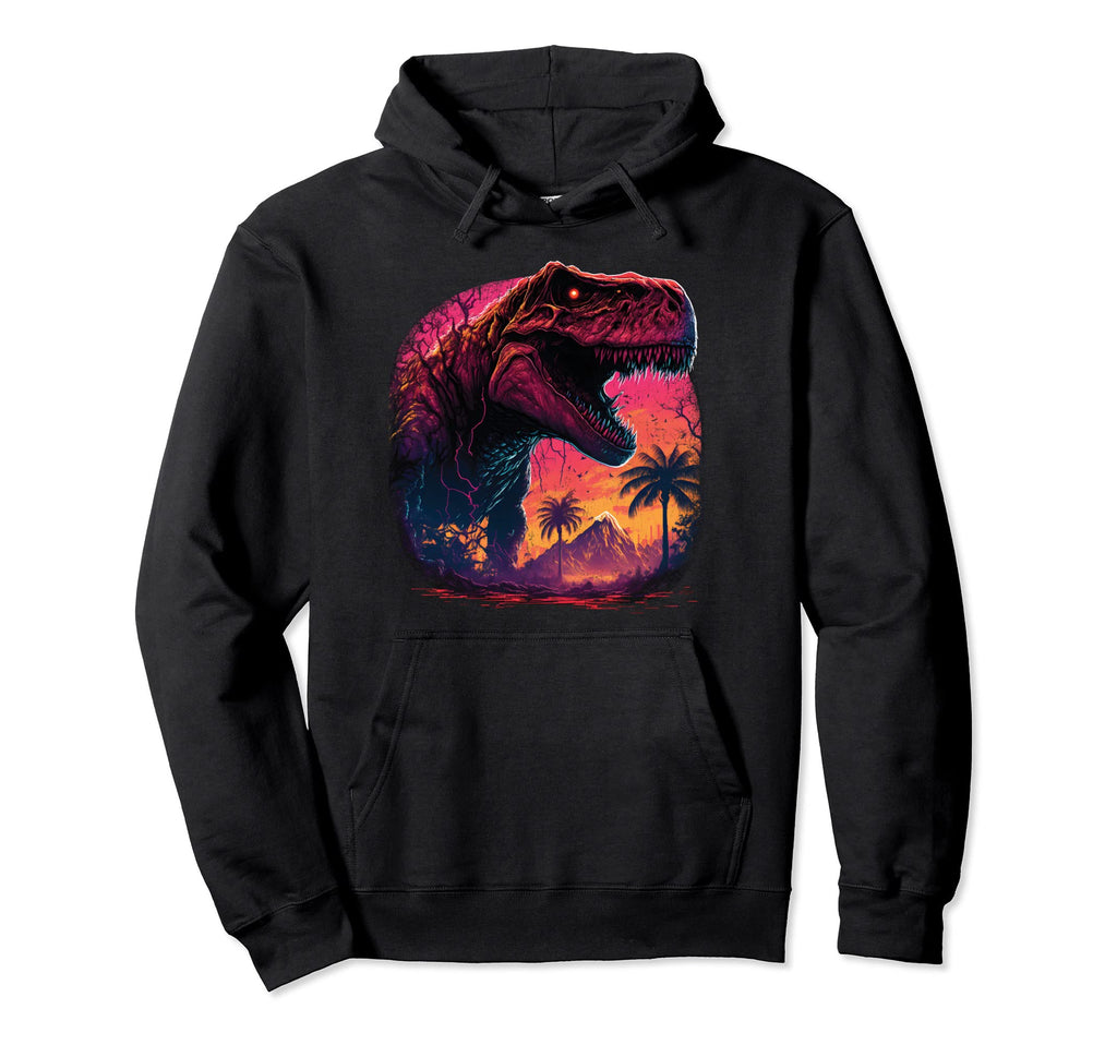 T Rex Vaporwave Aesthetic Used Distressed Hoodie - Graphic Print Unisex - T-Shirt, Sweatshirt, Hoodie