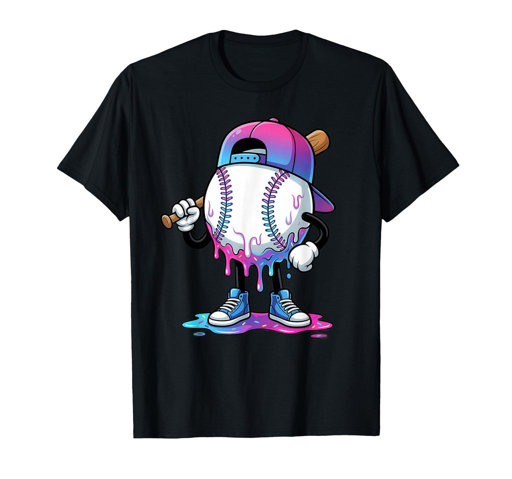 Baseball Drip Ice Cream Drip Baseball T-Shirt - Trendy Graphic for Adults - T-Shirt, Sweatshirt, Hoodie