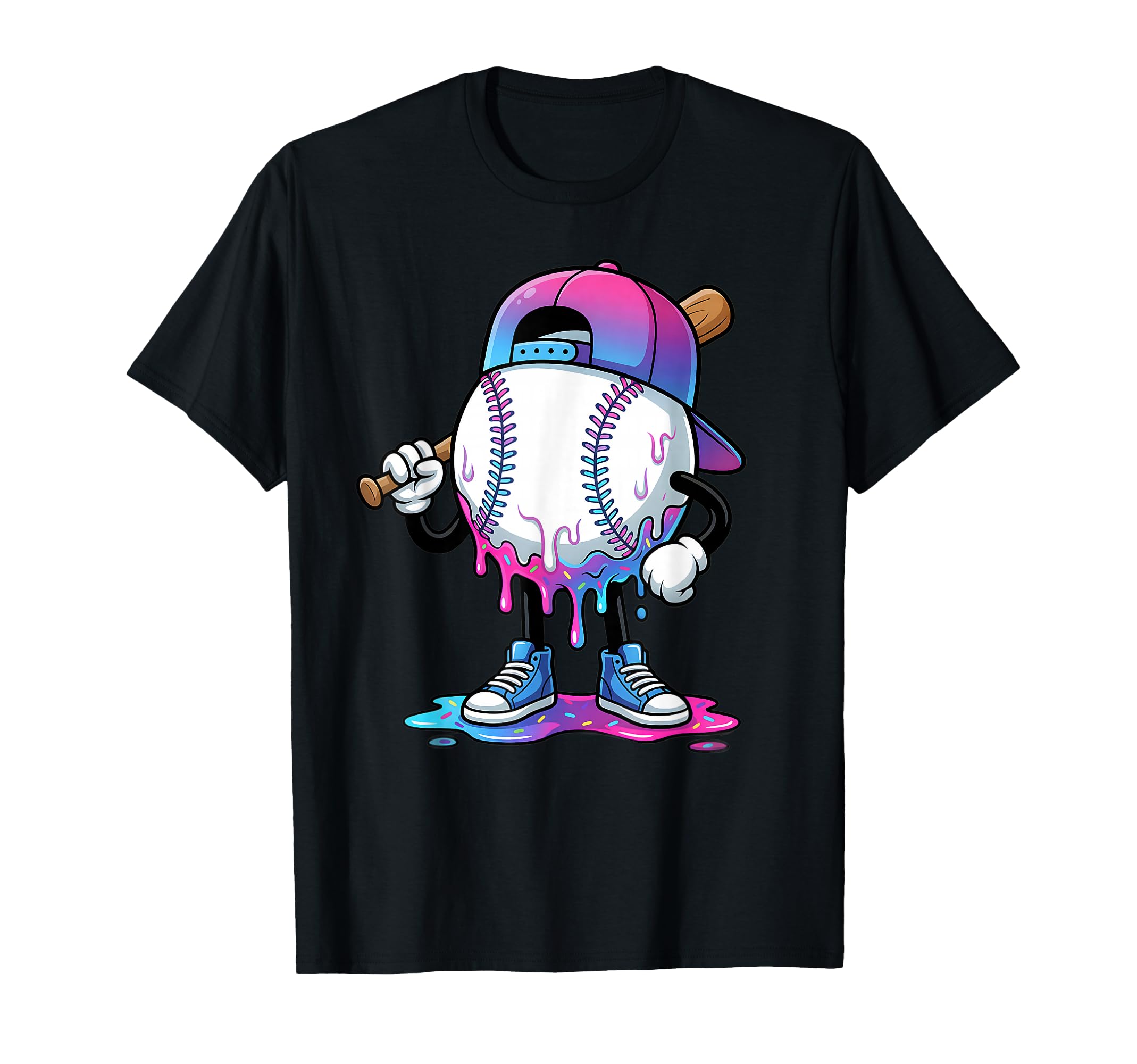 Baseball Drip Ice Cream Drip Baseball T-Shirt - Trendy Graphic for Adults - T-Shirt, Sweatshirt, Hoodie