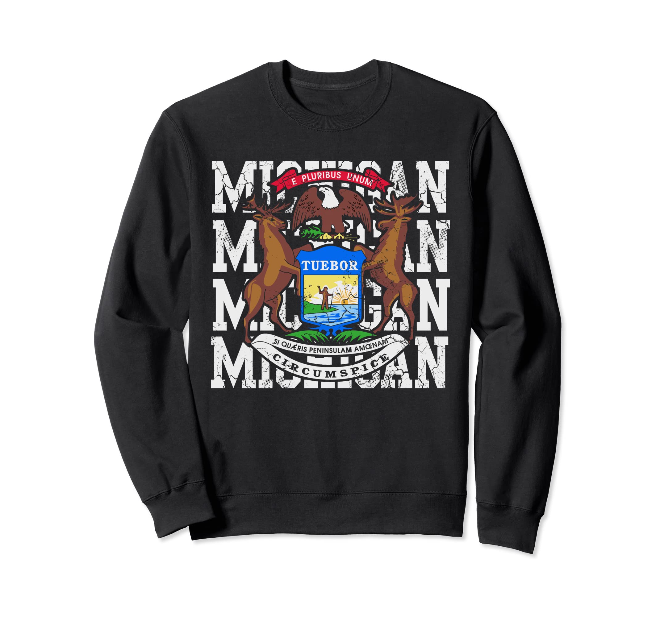 Michigan State Flag Home Distressed Sweatshirt - Graphic Print for Adults - T-Shirt, Sweatshirt, Hoodie
