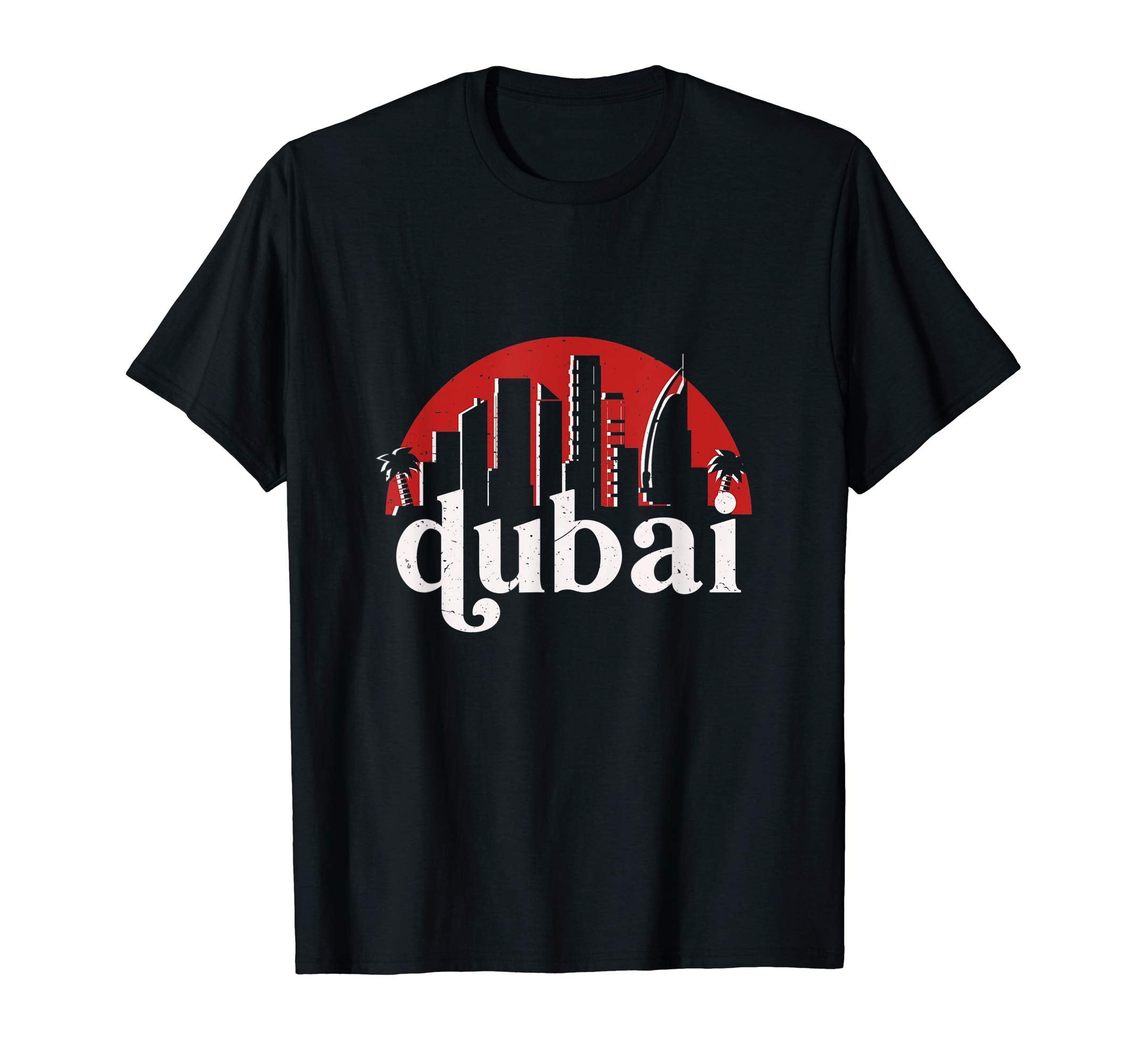 Dubai Uae Sunset City Skyline Cityscape T-Shirt - Custom Art Print Unisex - T-Shirt, Sweatshirt, Hoodie