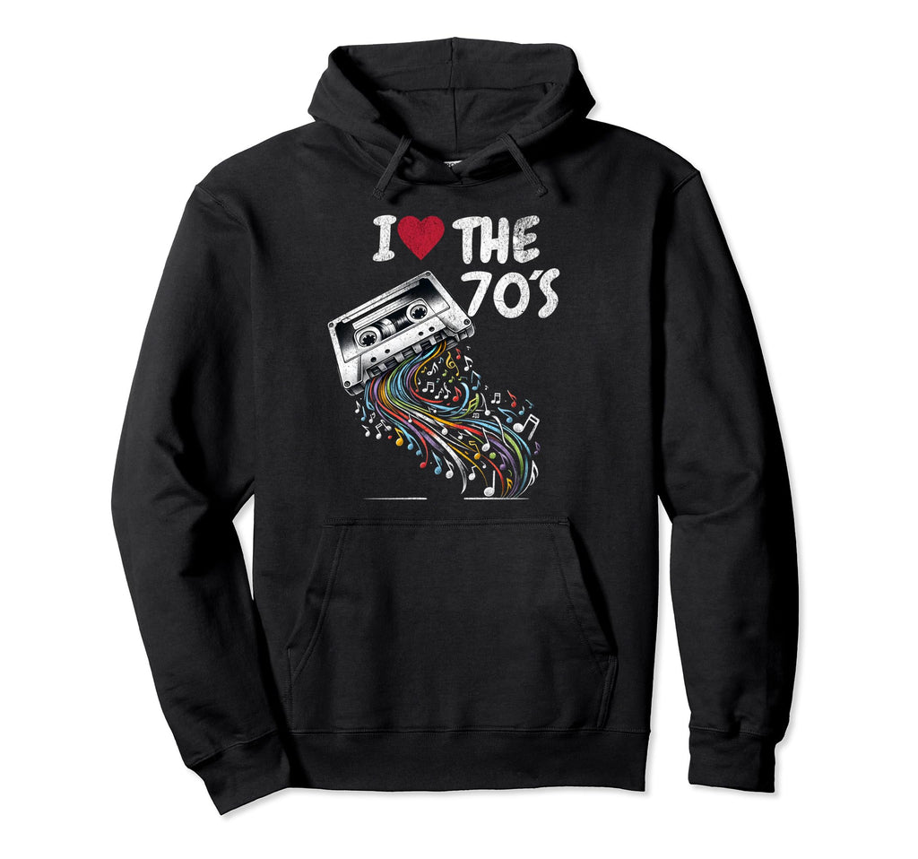 70S Music Notes Cassette Tape Music Hoodie - Custom Art Print Men Women - T-Shirt, Sweatshirt, Hoodie
