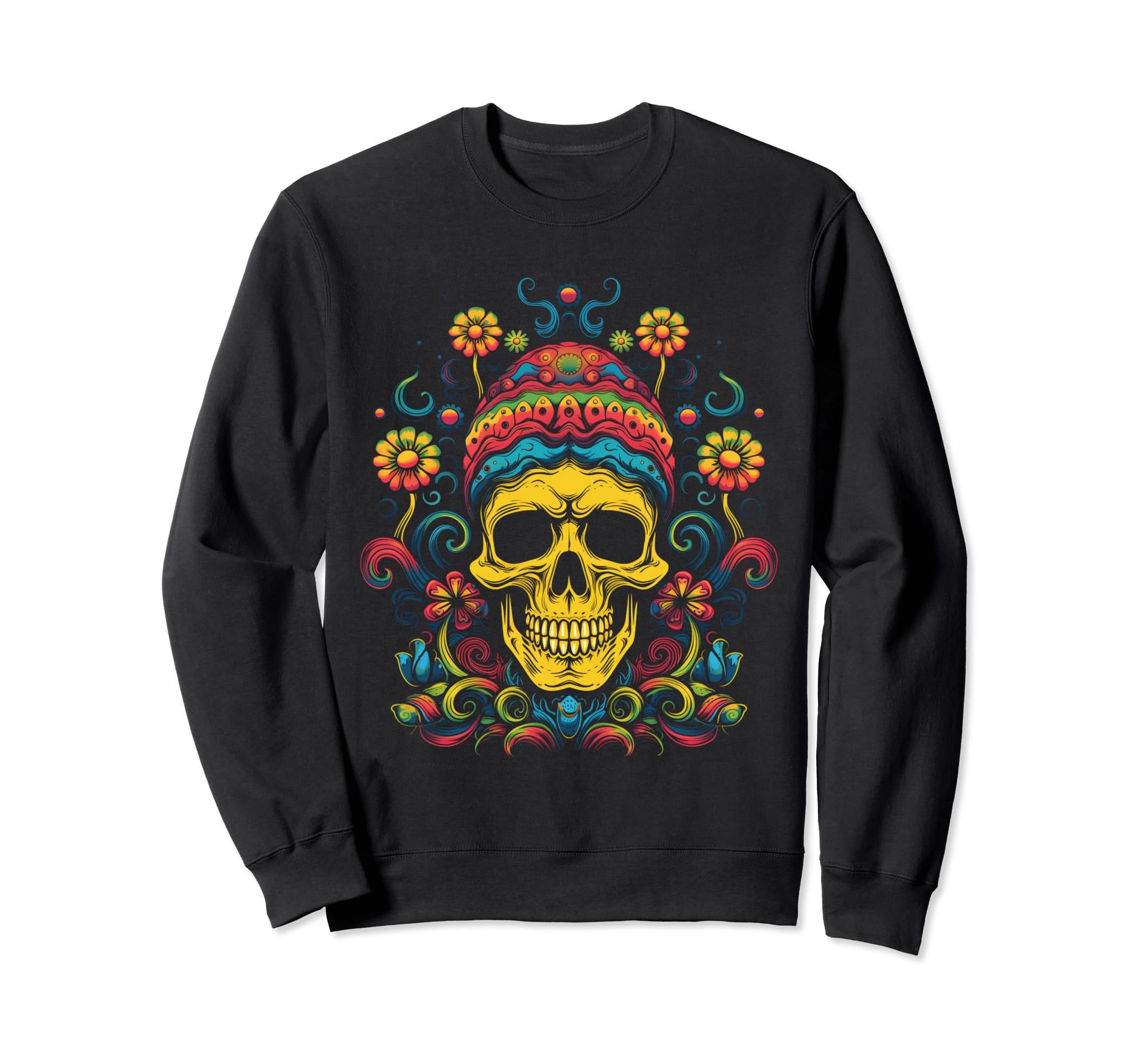 90S Grunge Skull Mushroom Hippie Sweatshirt - Casual Everyday Wear Unisex - T-Shirt, Sweatshirt, Hoodie
