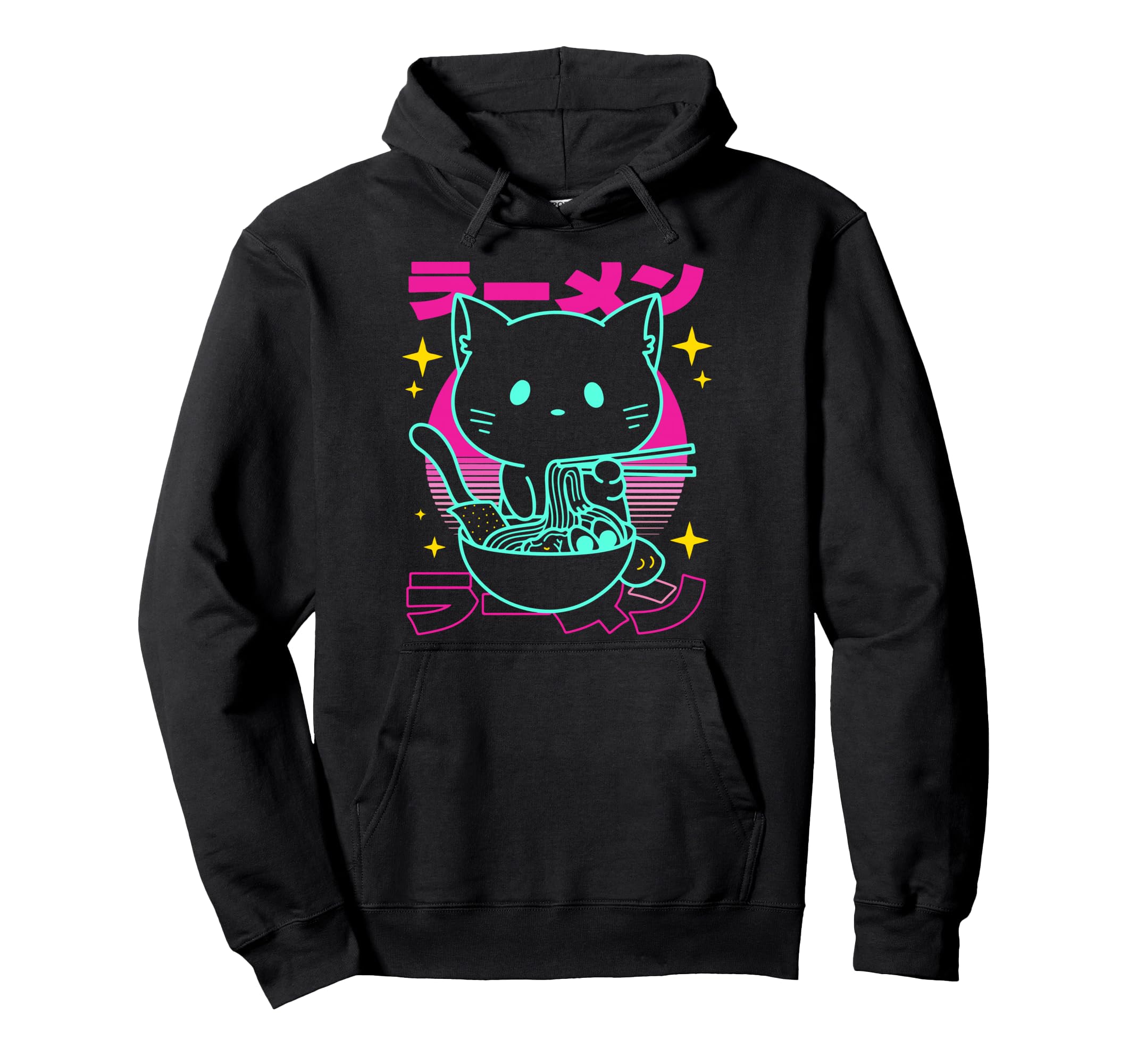 Anime Ramen Cat Japanese Noodles Hoodie - Aesthetic Graphic for Adults - T-Shirt, Sweatshirt, Hoodie