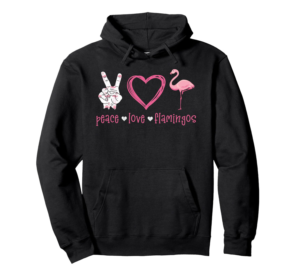 Peace Love Flamingo Hand Sign Heart Hoodie - Minimalist Print Men Women - T-Shirt, Sweatshirt, Hoodie